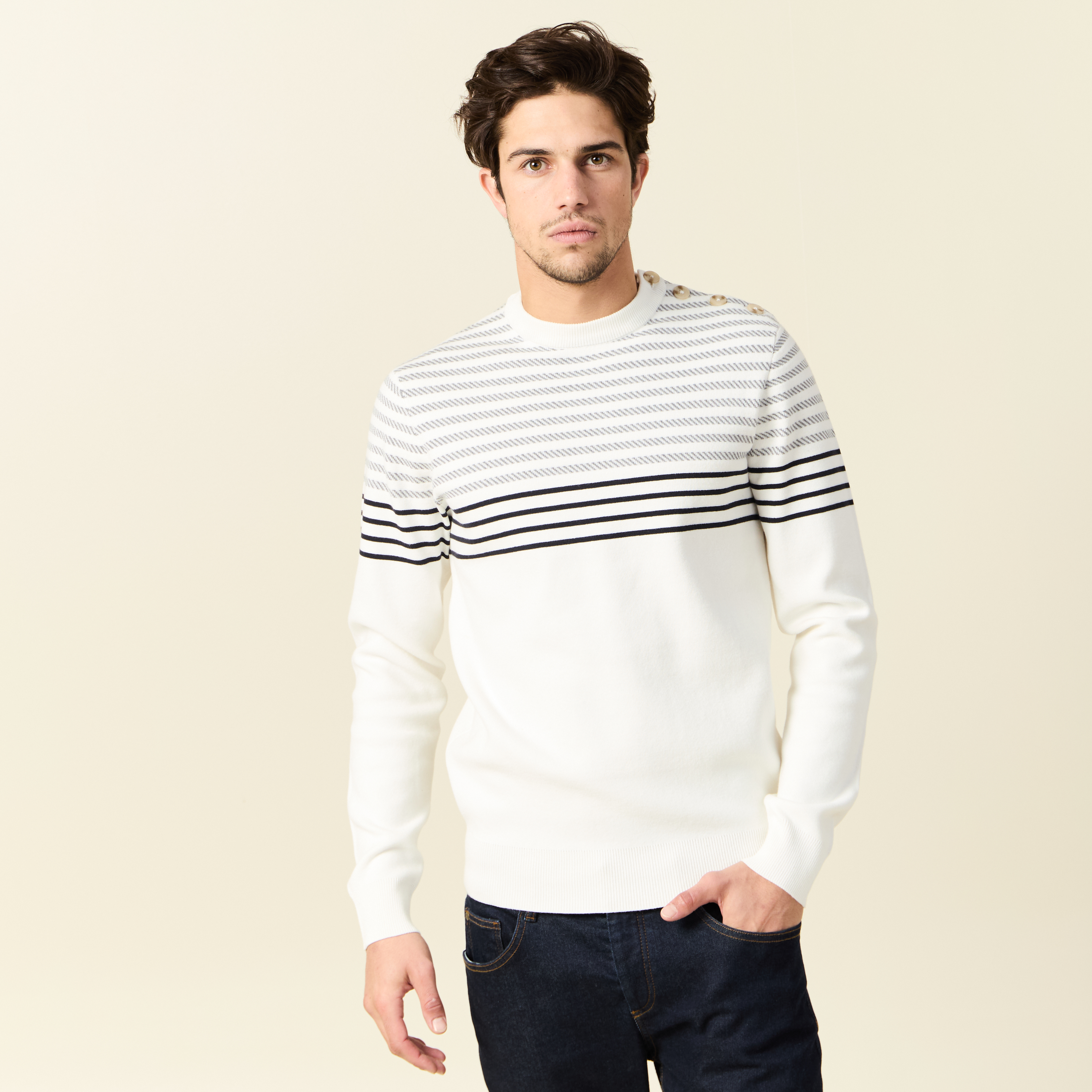 pull manches longues ecru homme Pull manches longues ecru homme