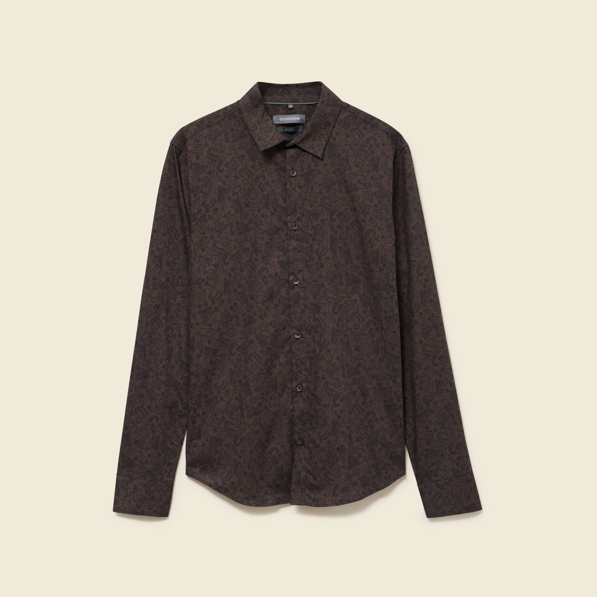 Chemise cintr&eacute;e manches longues en coton noir homme