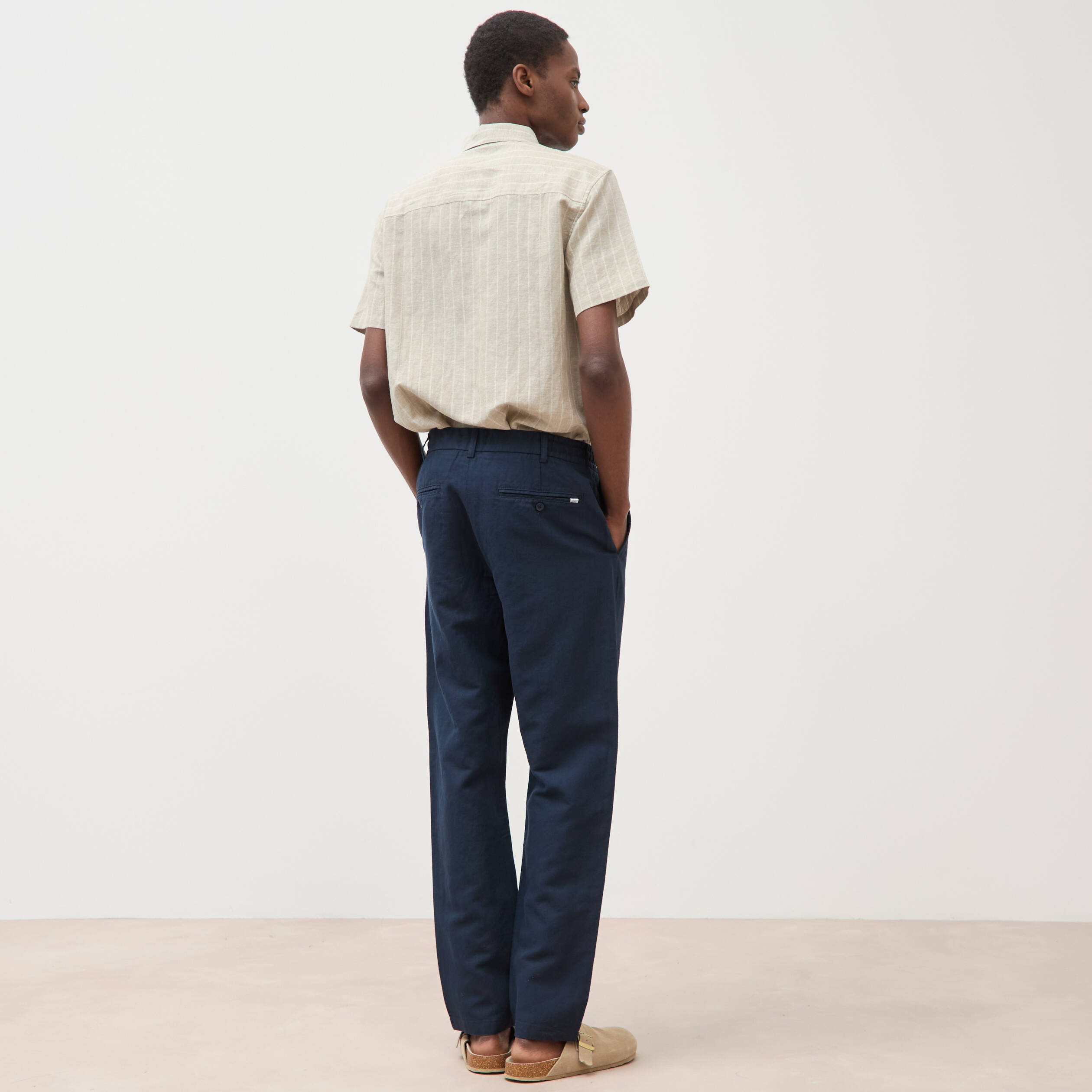Chino coupe droite longueur 32 bleu marine homme