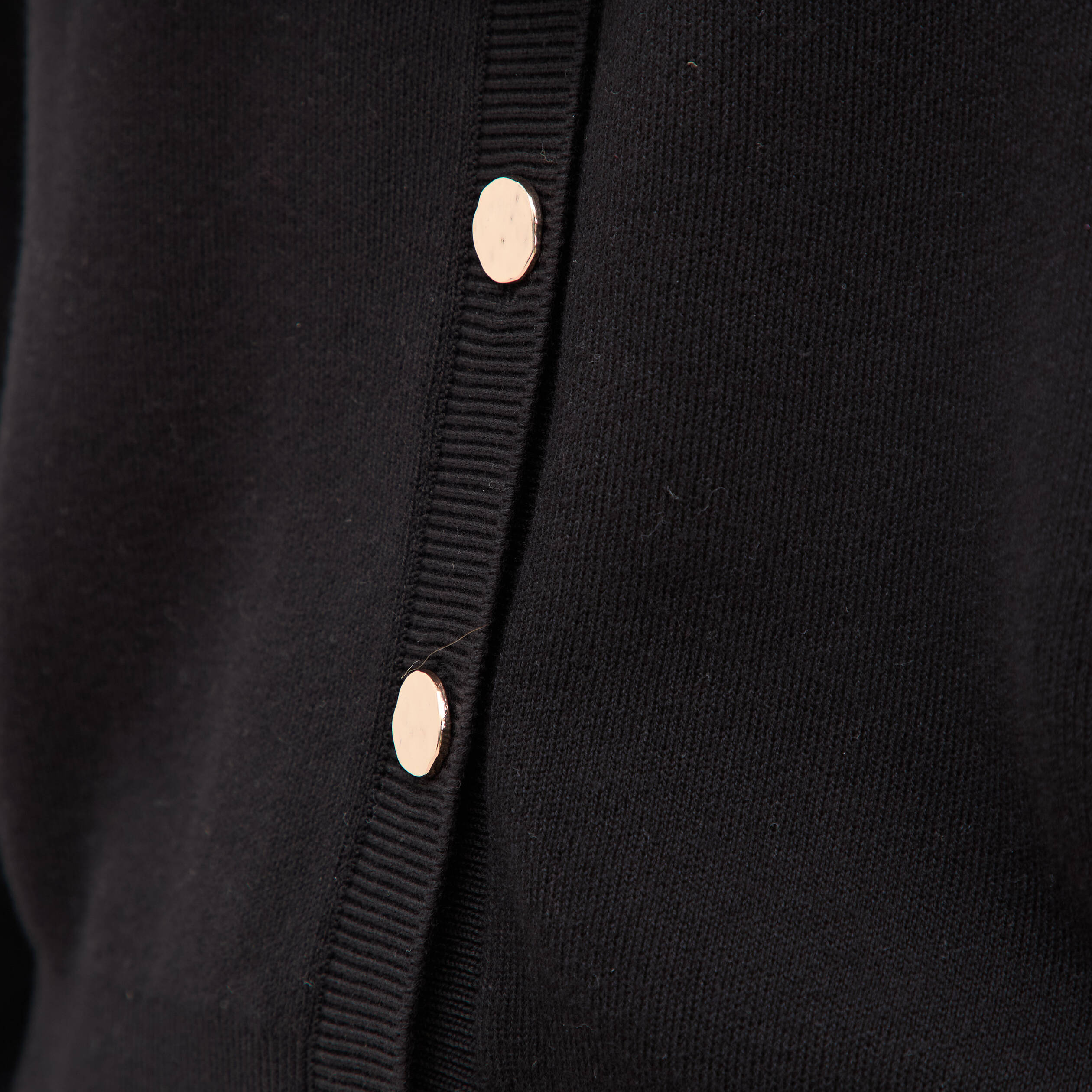 Gilet manches longues col rond en coton noir femme