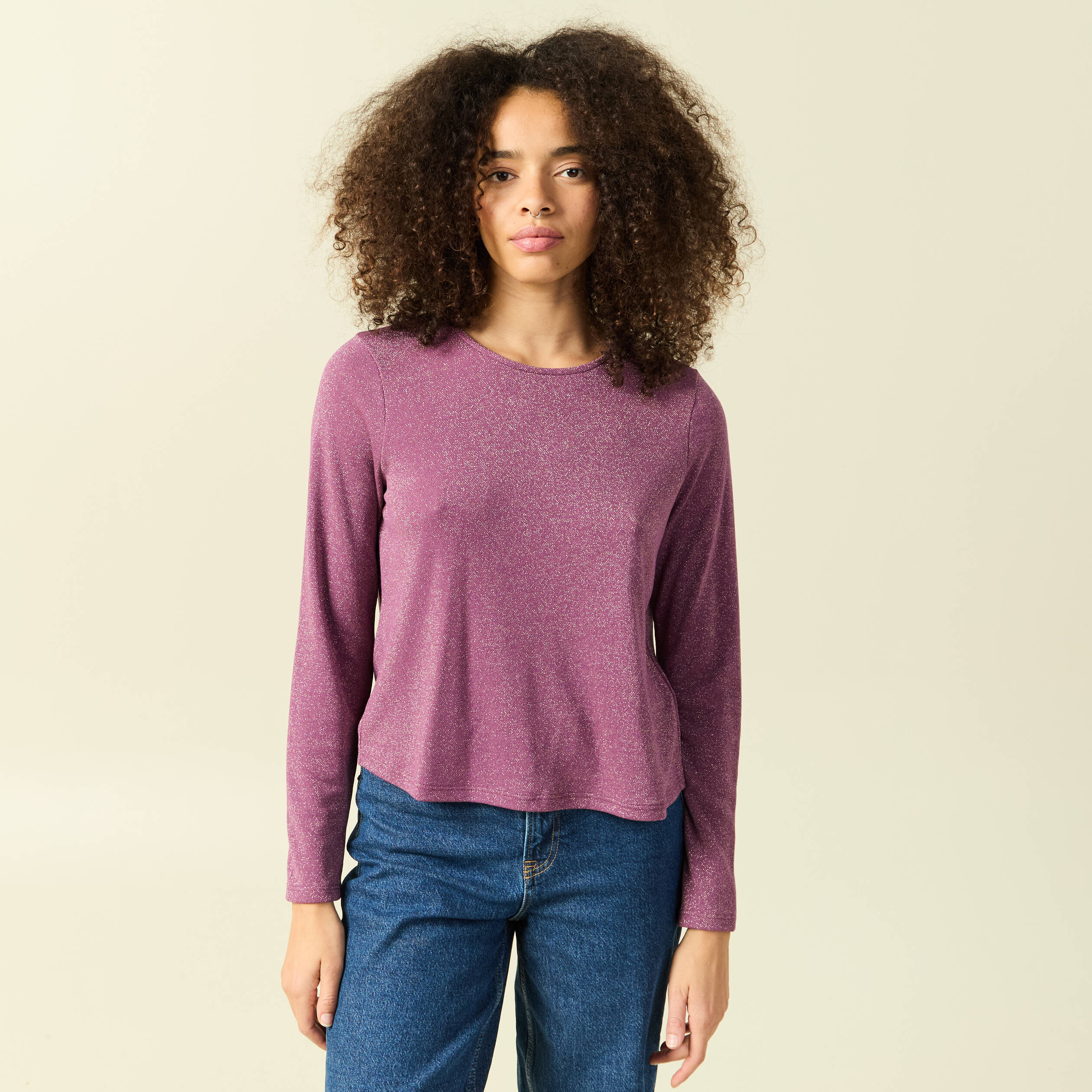 T-shirt manches longues violet femme