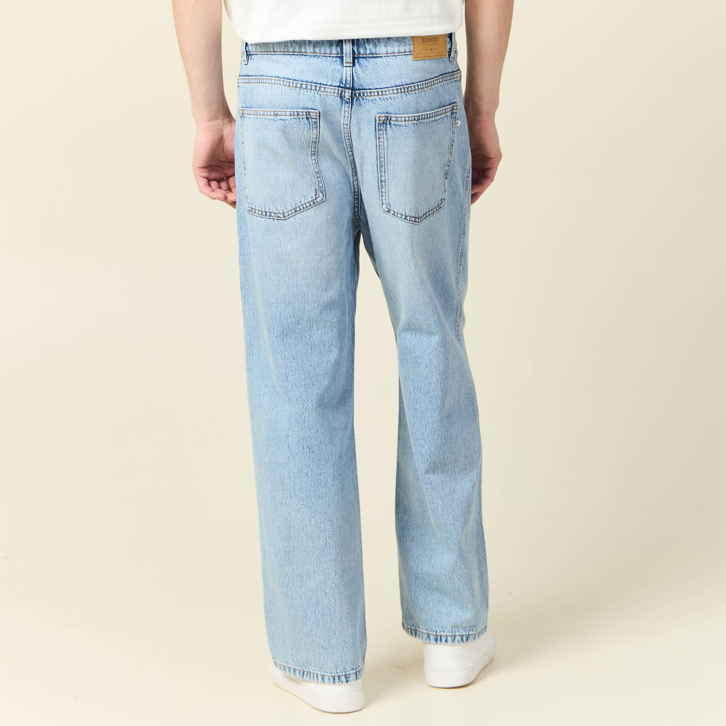 jeans large 5 poches denim snow bleach homme Jeans large 5 poches denim snow bleach homme