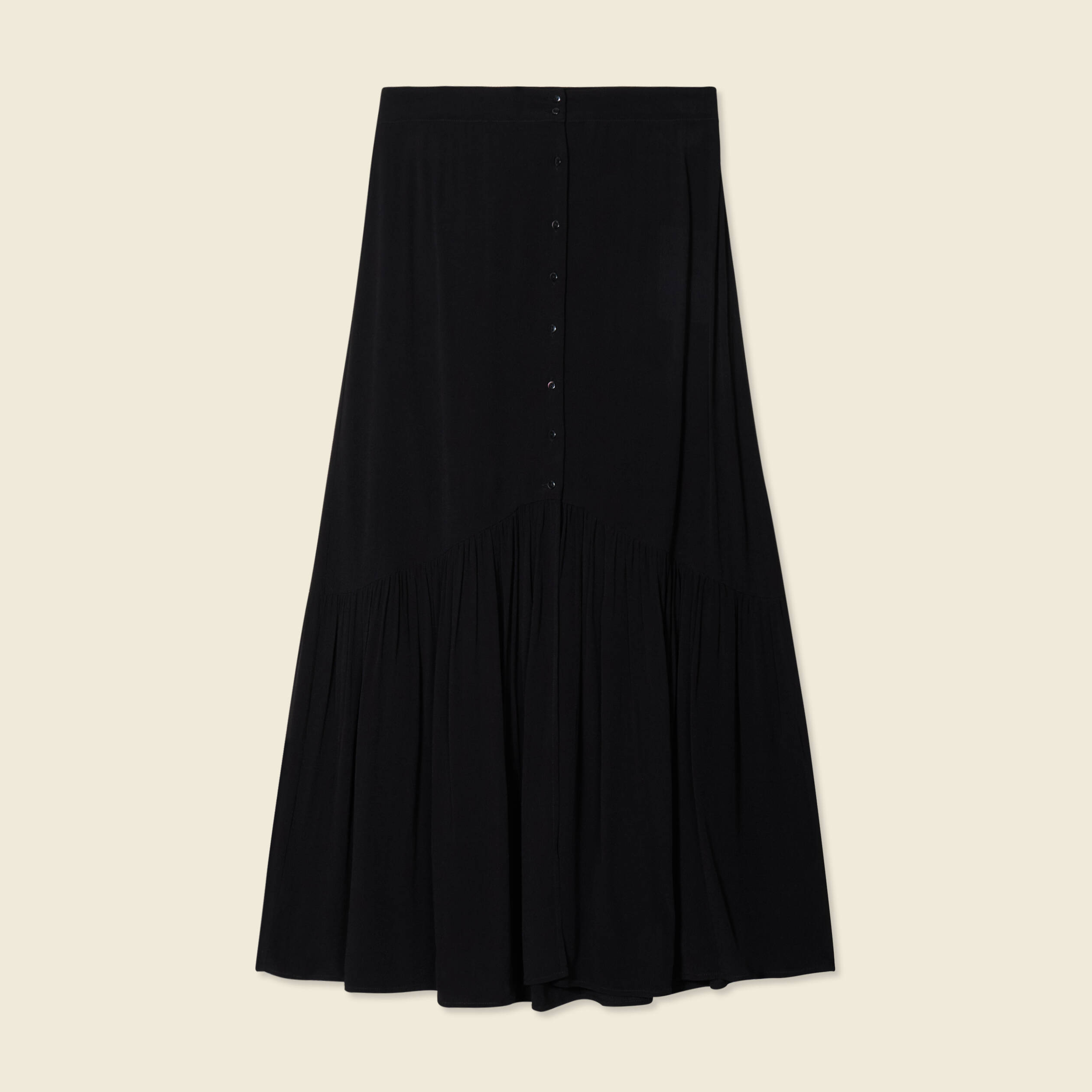 jupe longue evasee noir femme Jupe longue évasée noir femme
