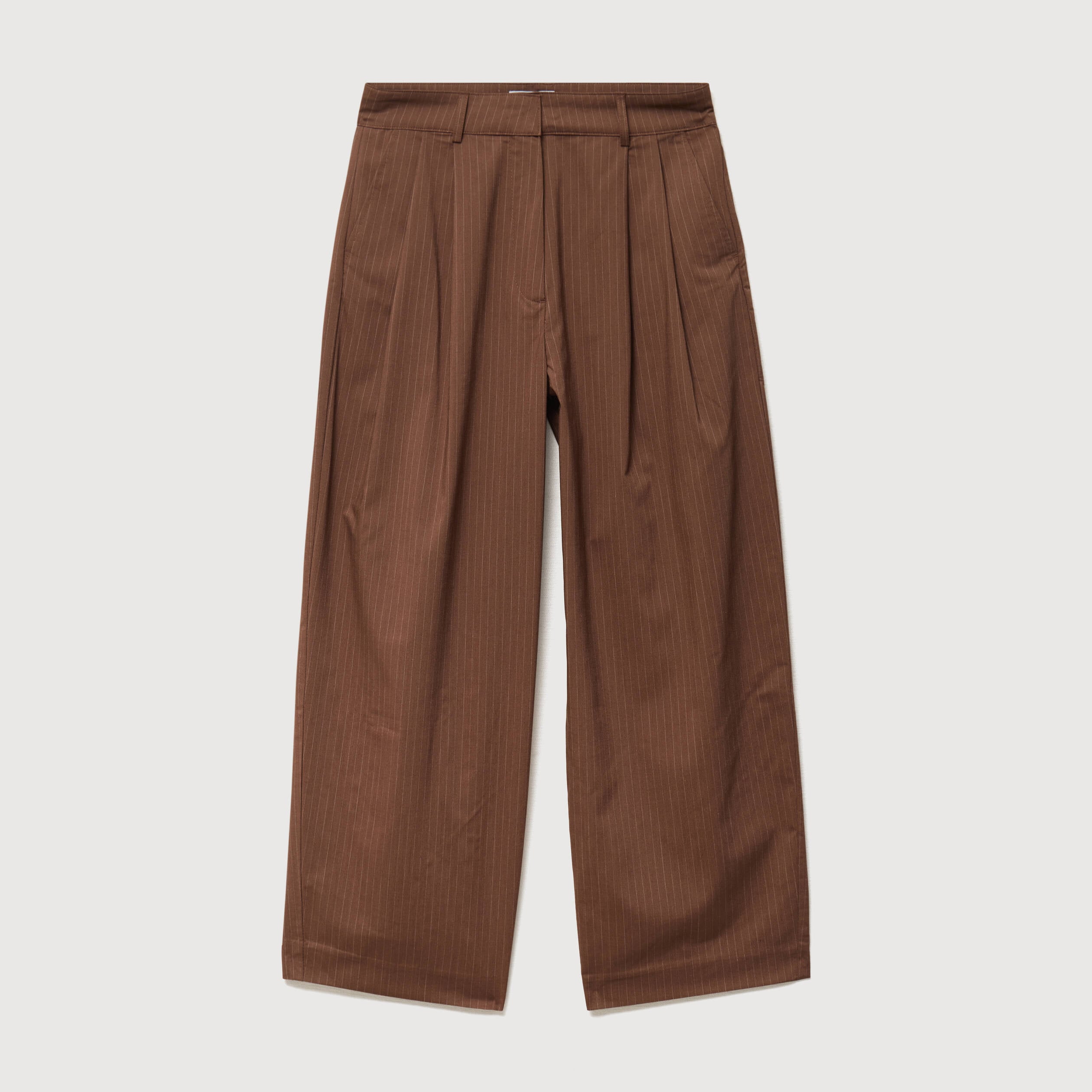 Pantalon large ray&eacute; taille standard marron fonc&eacute; femme