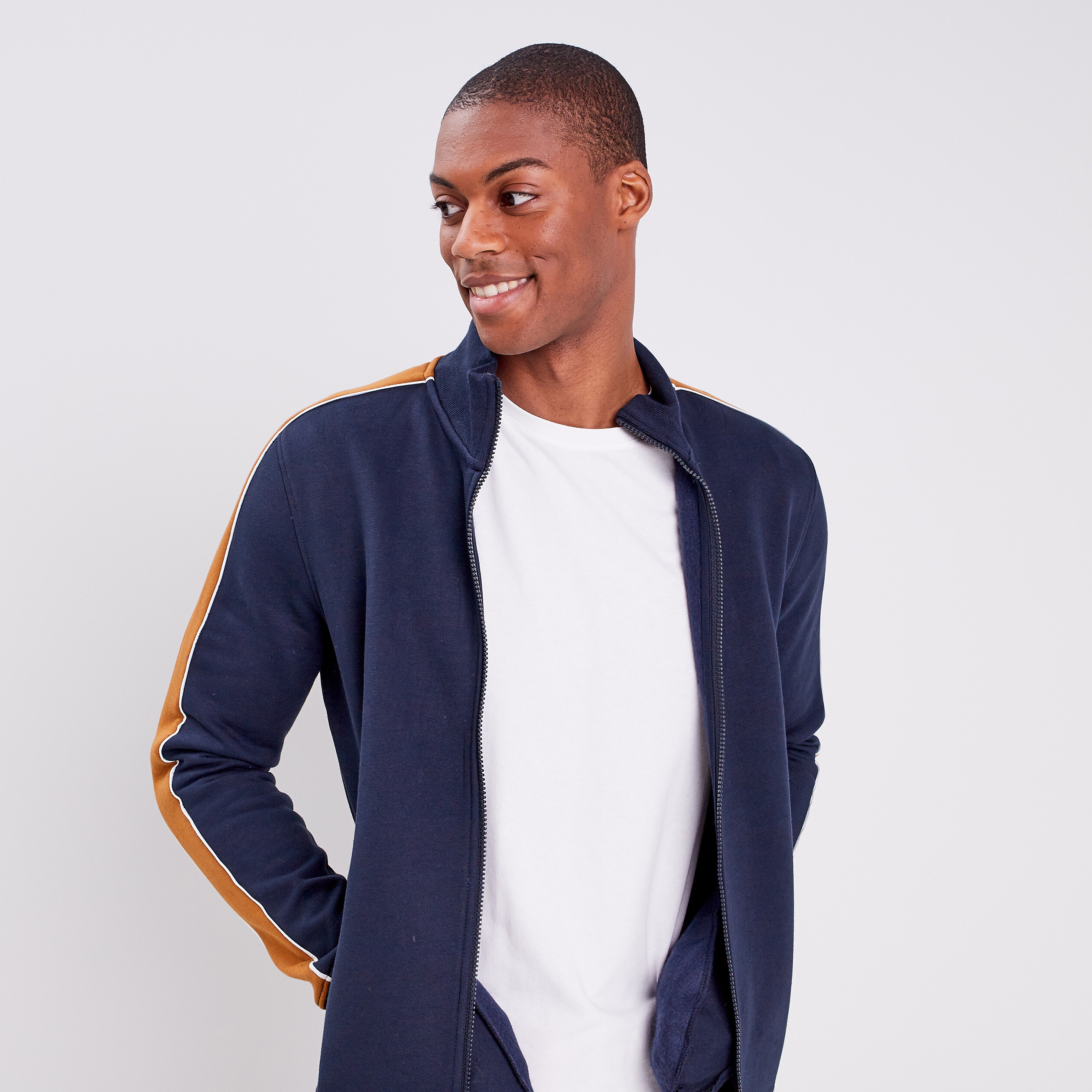 Sweat zippé bleu best sale