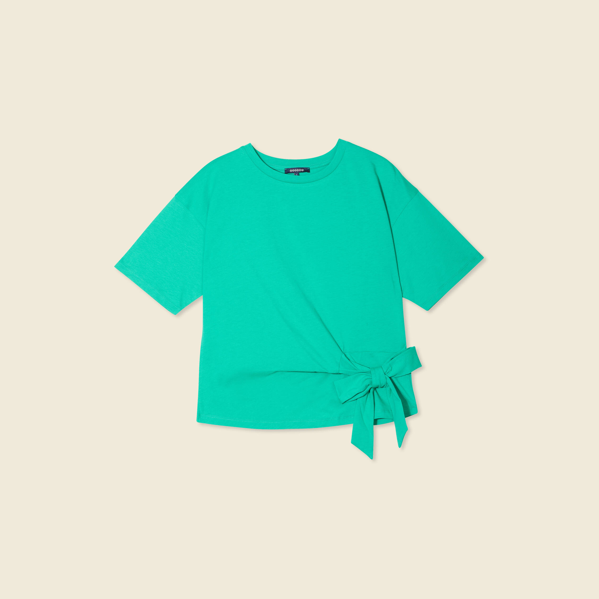 t shirt manches courtes noeud vert femme T-shirt manches courtes noeud vert femme