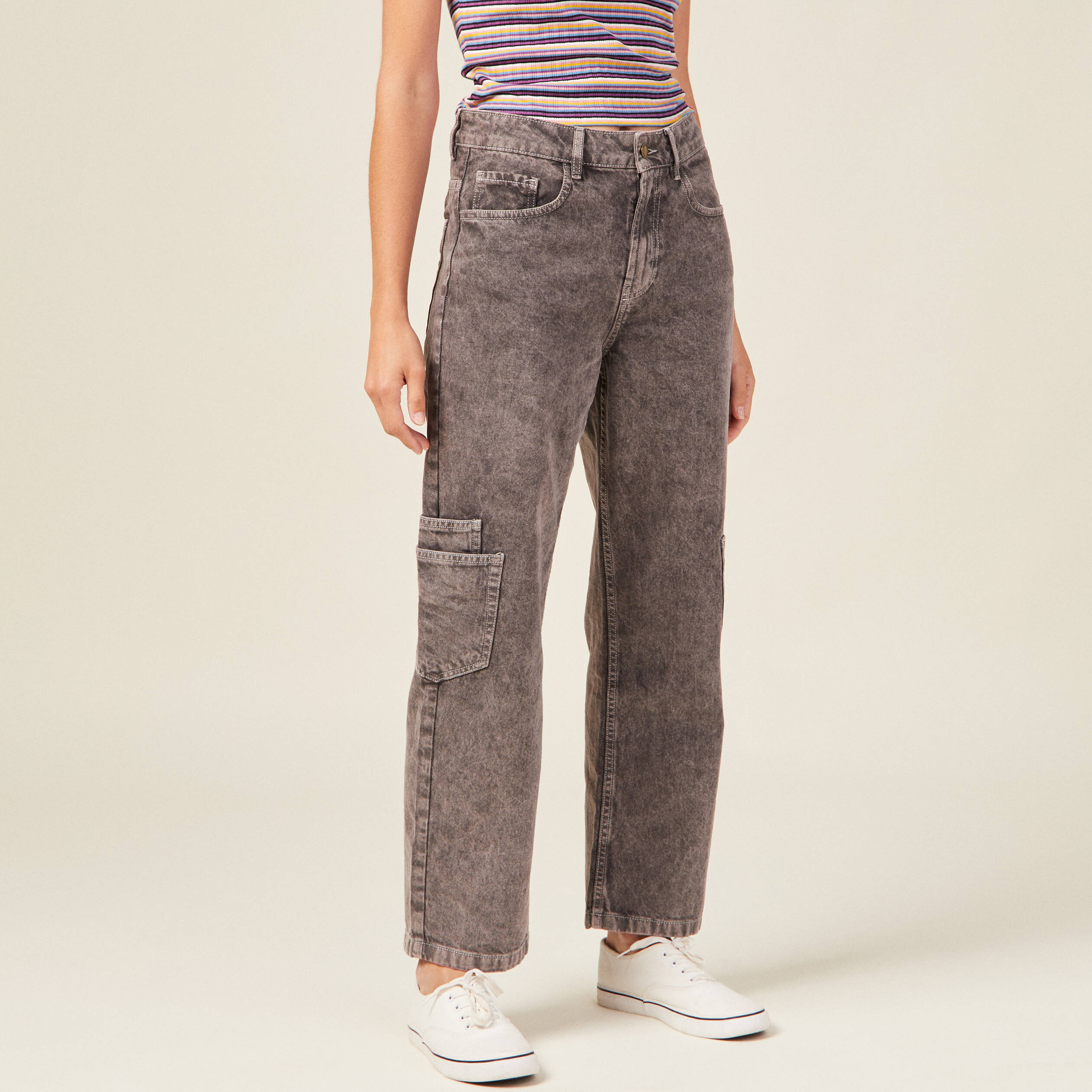 jeans cargo taille haute noir femme Jeans cargo taille haute noir femme