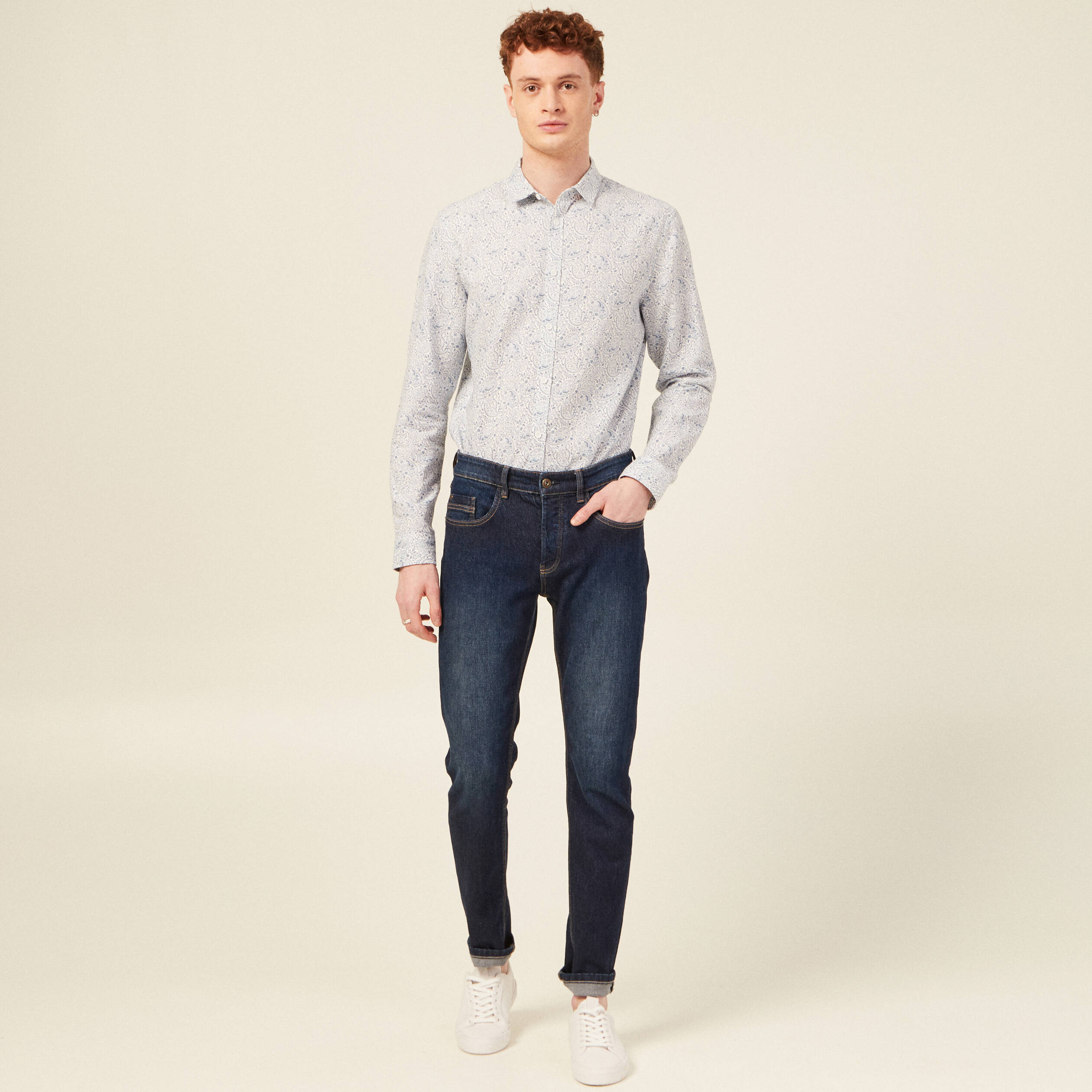 Chemise manches longues bleu homme