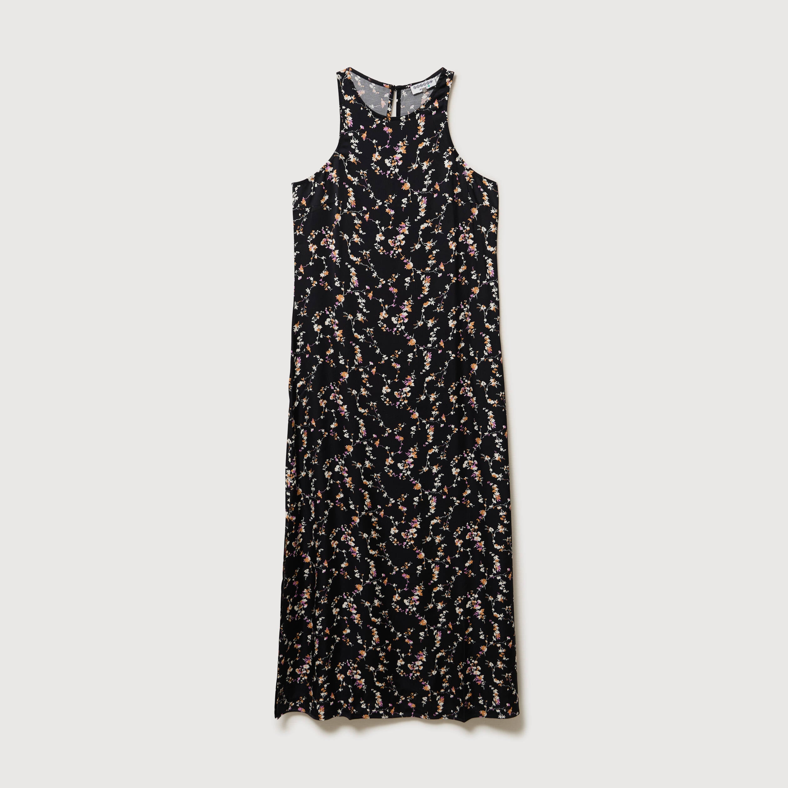 Robe longue droite sans manches noir femme