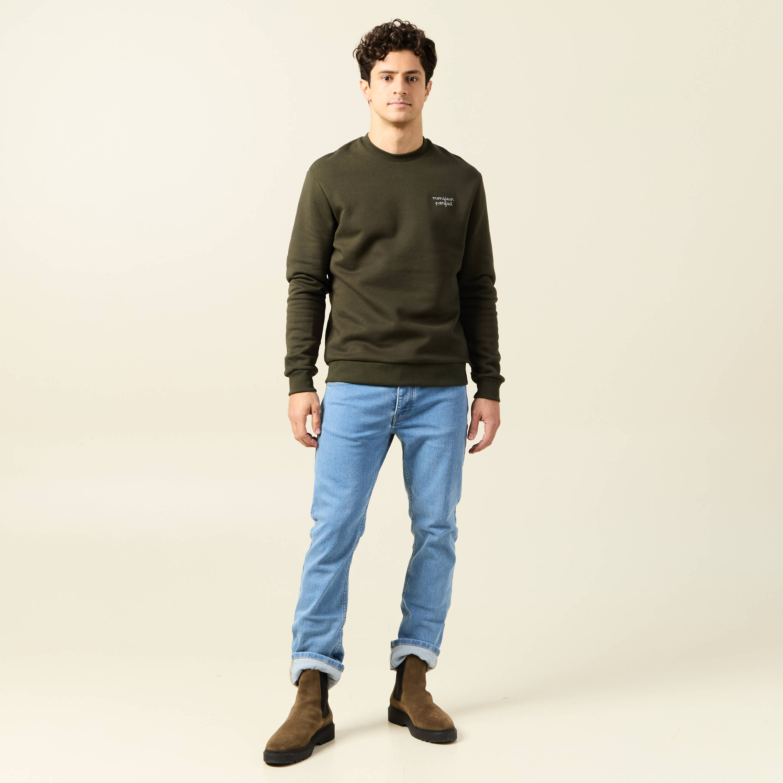 sweat manches longues vert kaki homme Sweat manches longues vert kaki homme