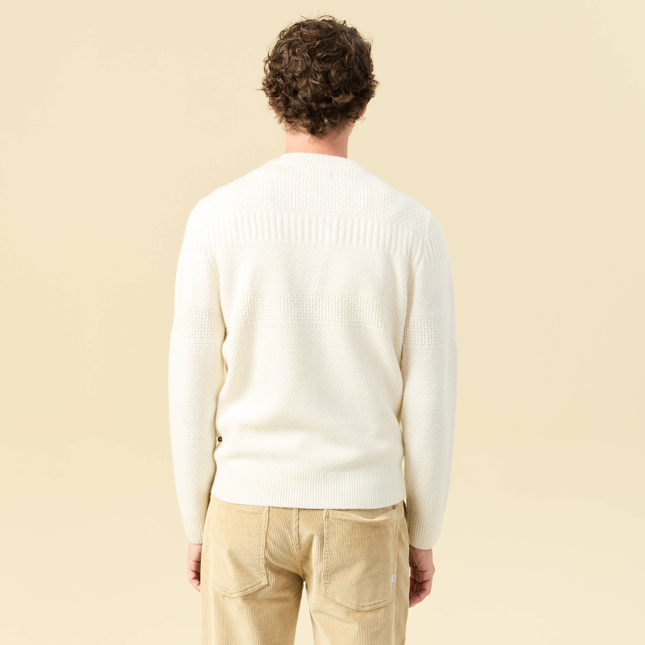Pull col rond ecru homme
