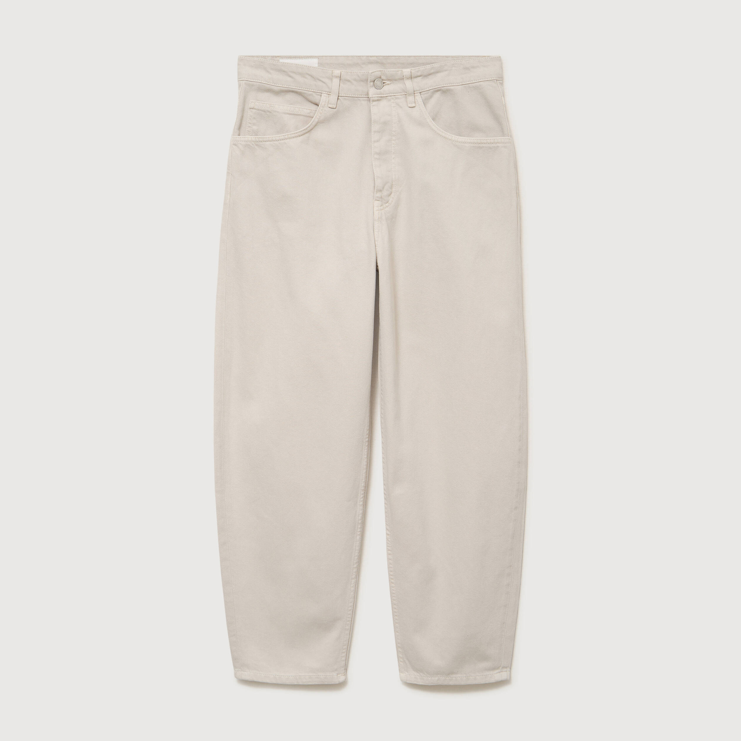 Jeans large longueur 32 en coton denim beige homme