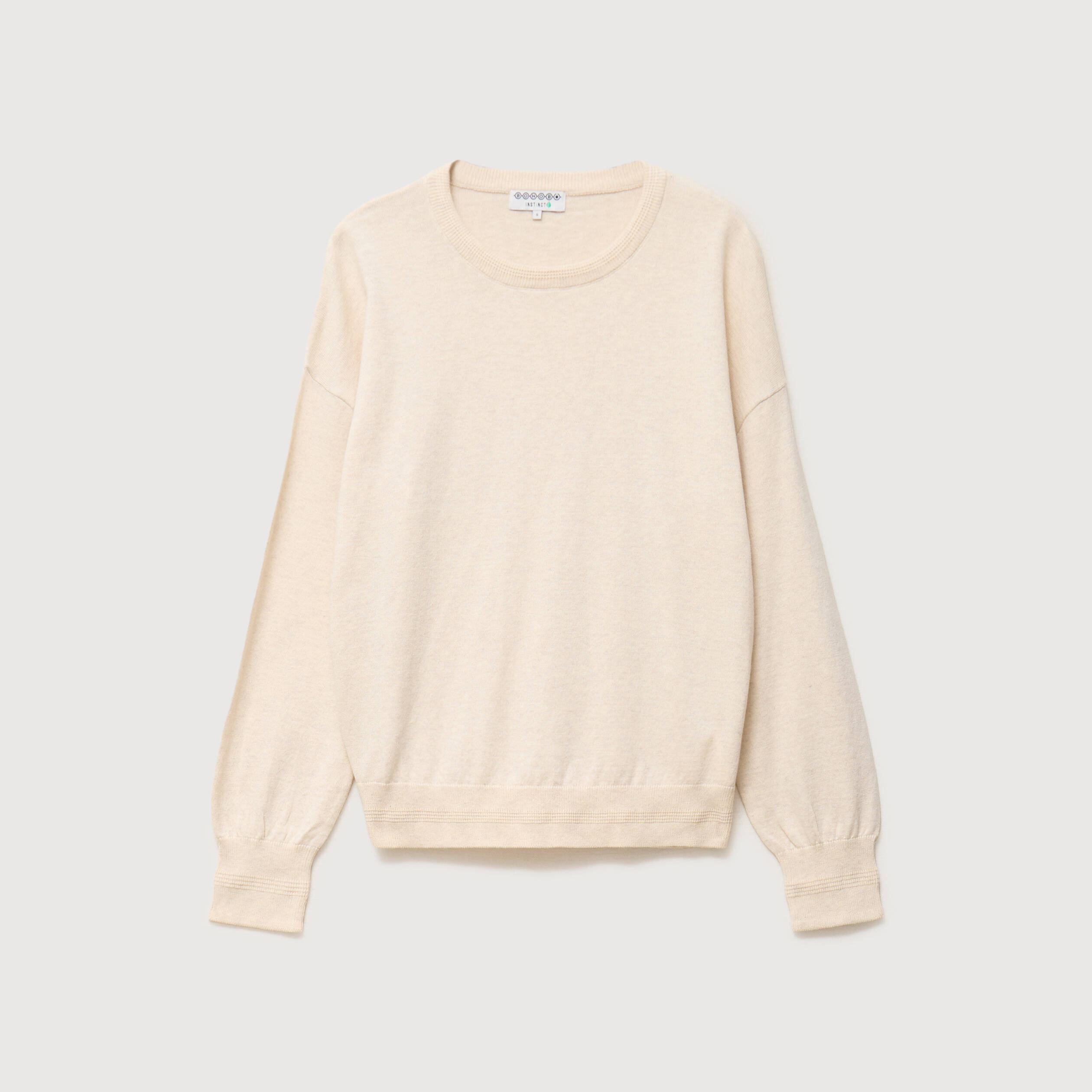 Pull oversize col bateau manches longues creme femme