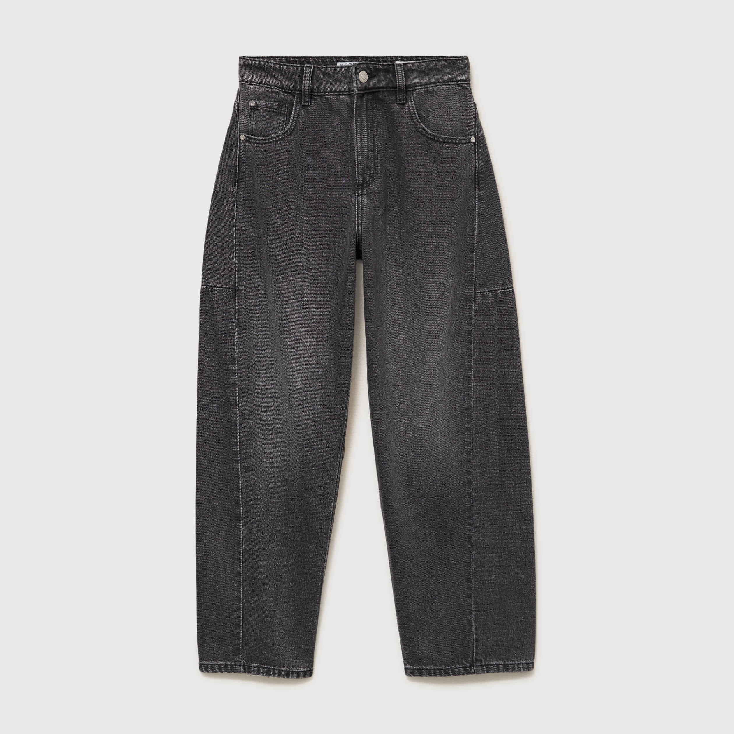 Jeans barrel taille standard denim gris femme