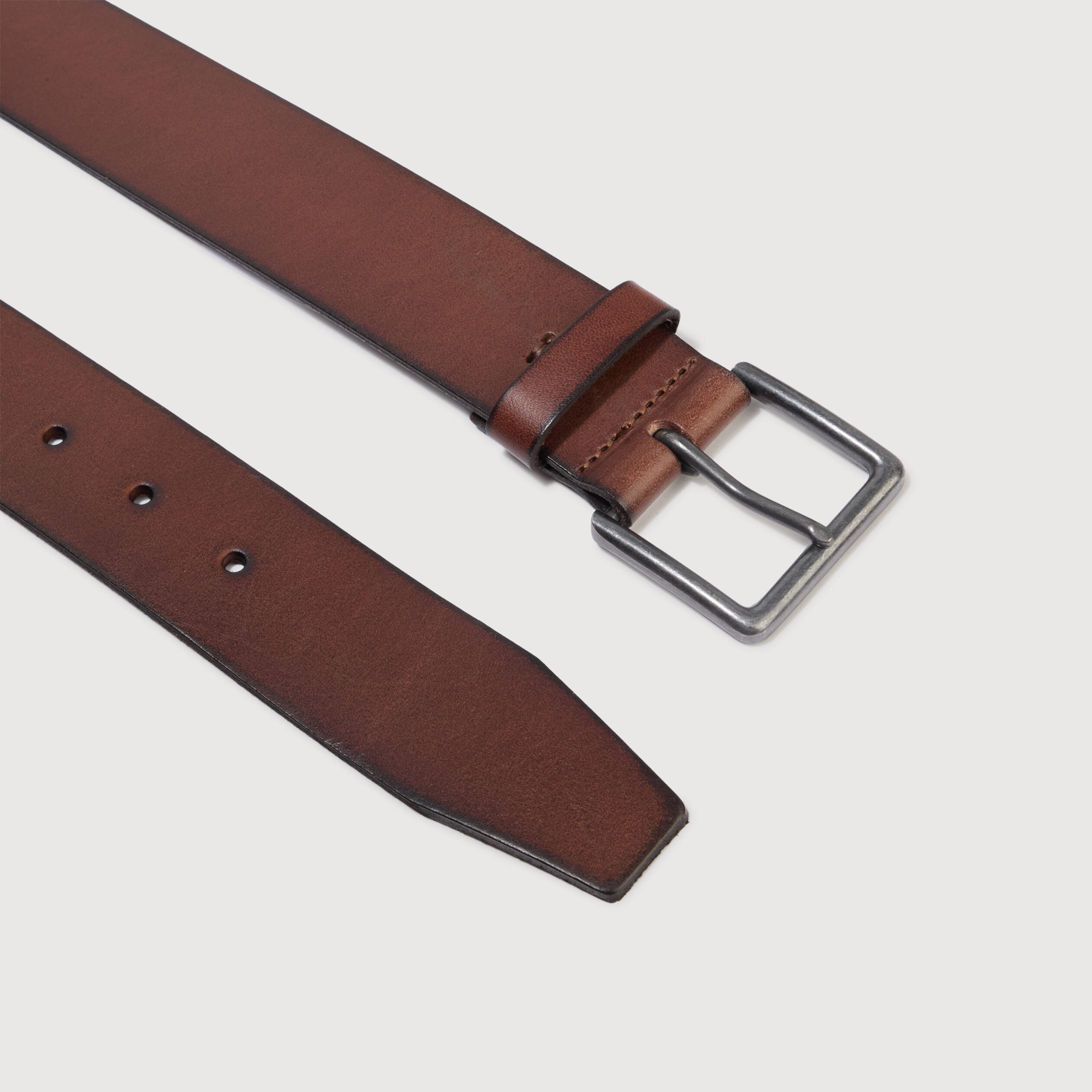 Ceinture large en cuir taupe homme
