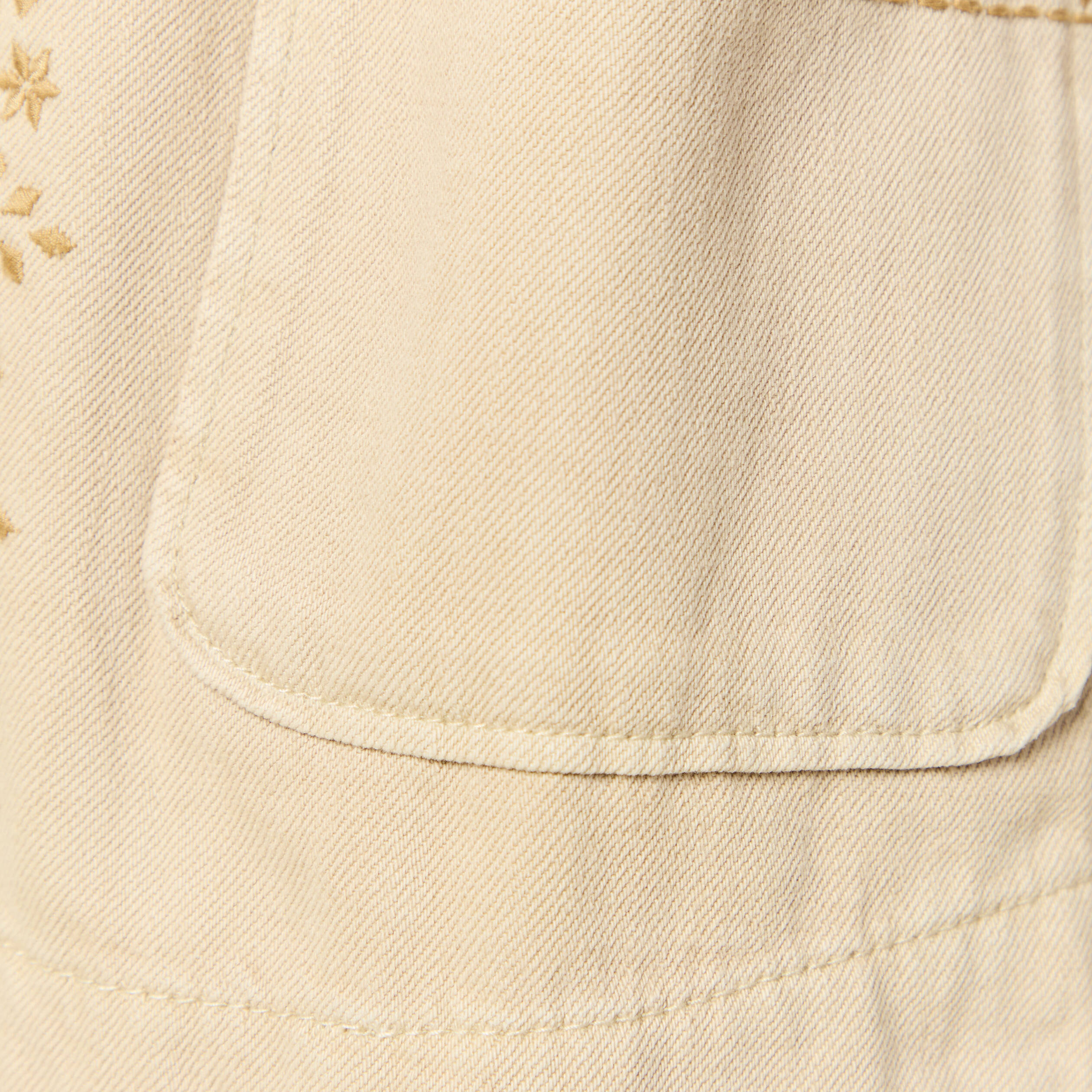 Blouson boutonn&eacute; brod&eacute; beige femme
