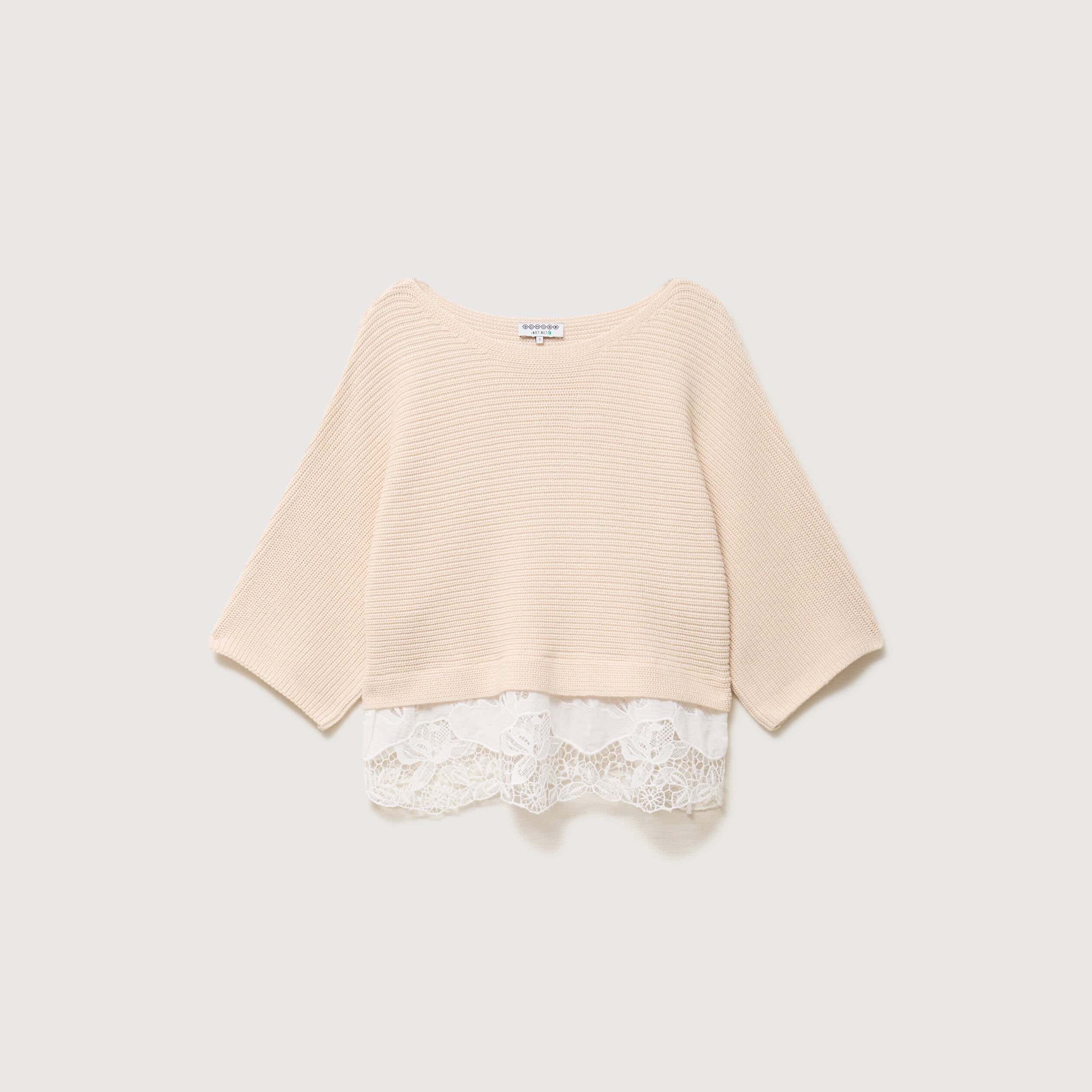 Pull col bateau manches courtes ivoire femme