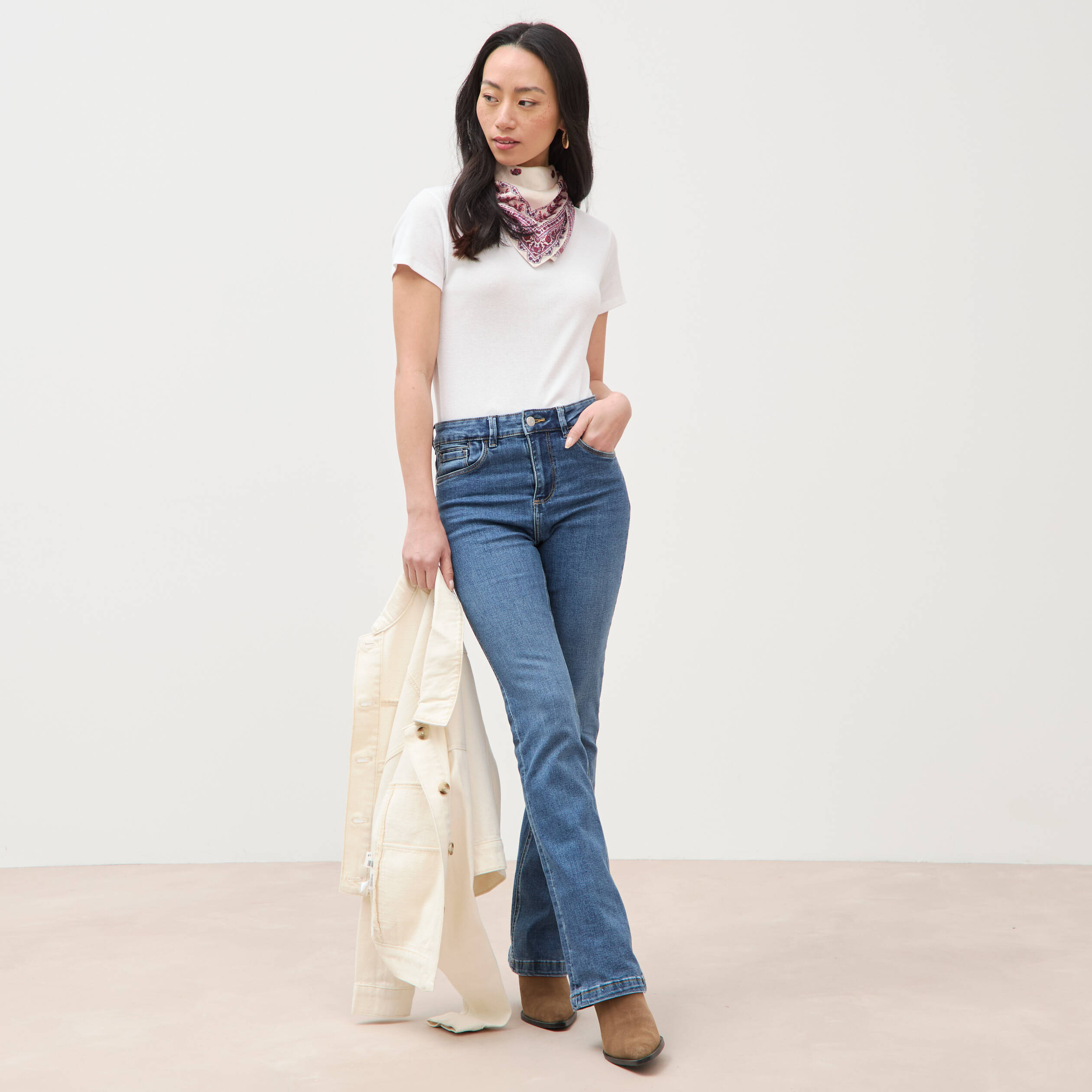 Jeans bootcut denim stone femme