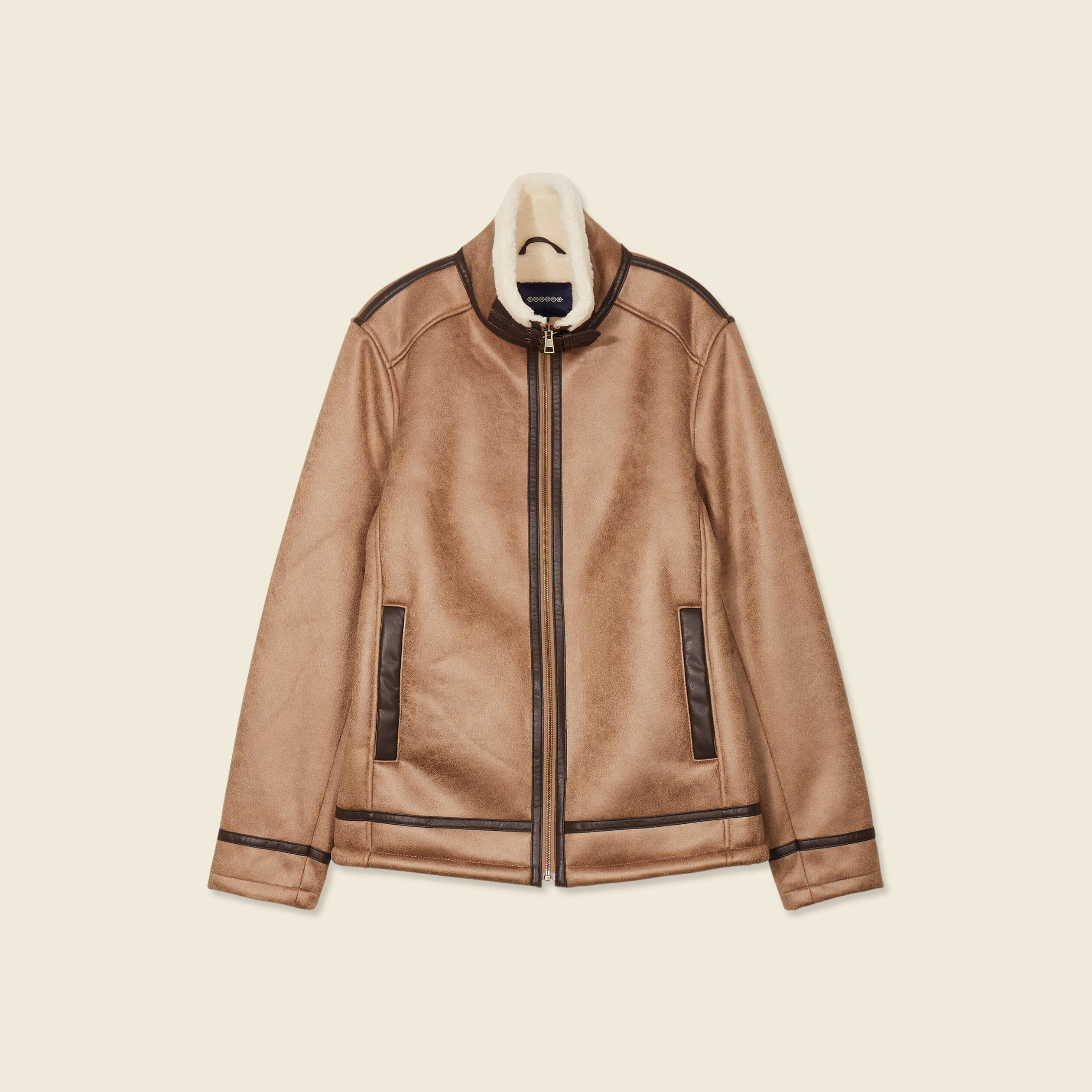 blouson suedine zippe marron fonce homme Blouson suédine zippé marron foncé homme