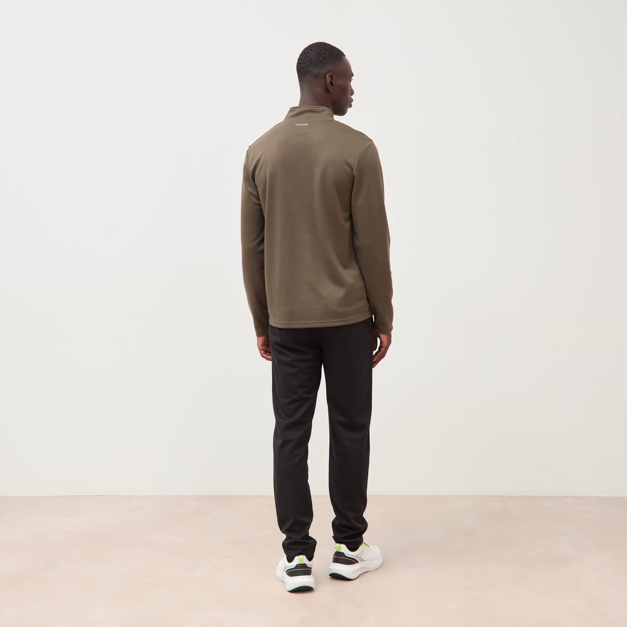 Sweat droit col montant manches longues taupe homme