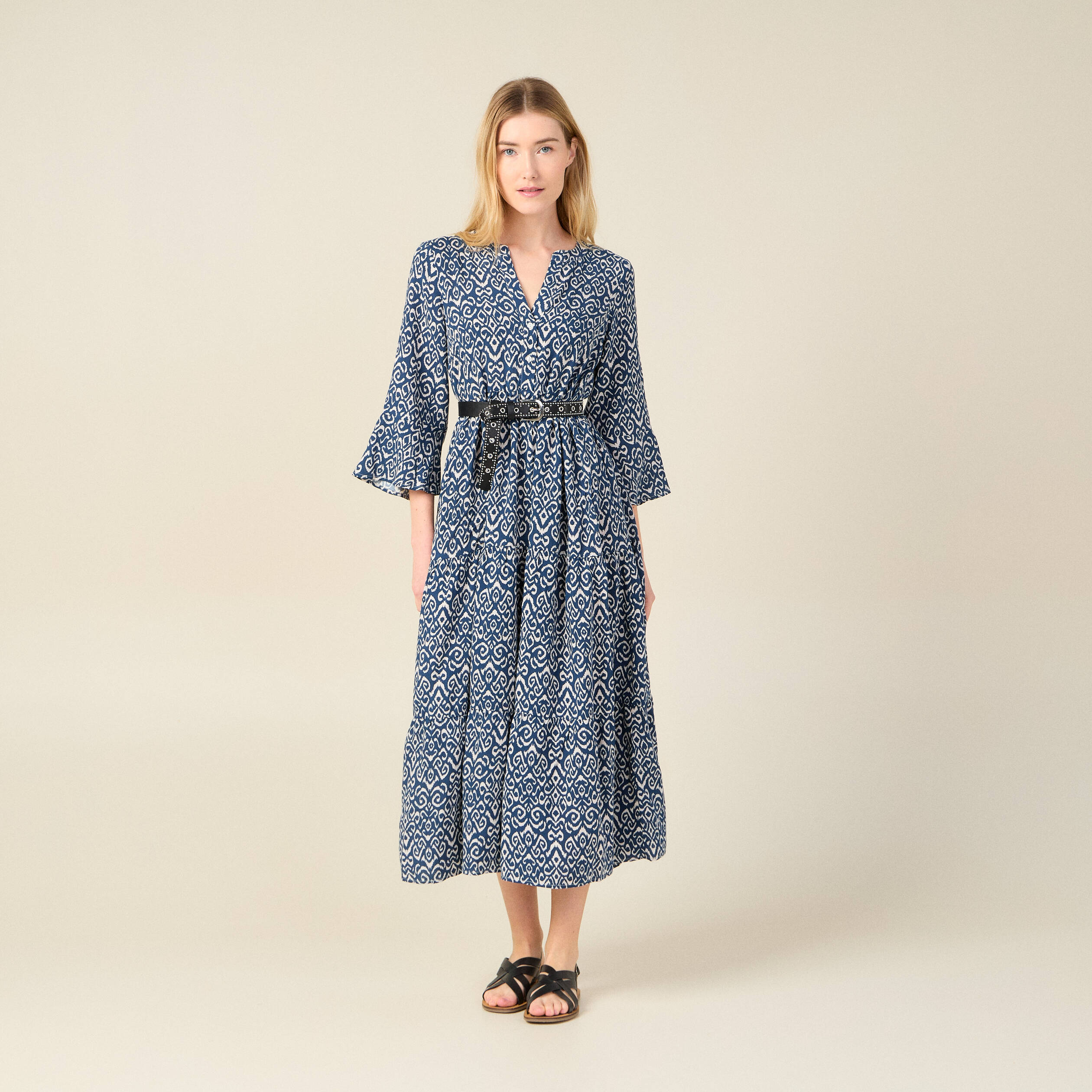 robe longue eco responsable bleu marine femme Robe longue éco-responsable bleu marine femme