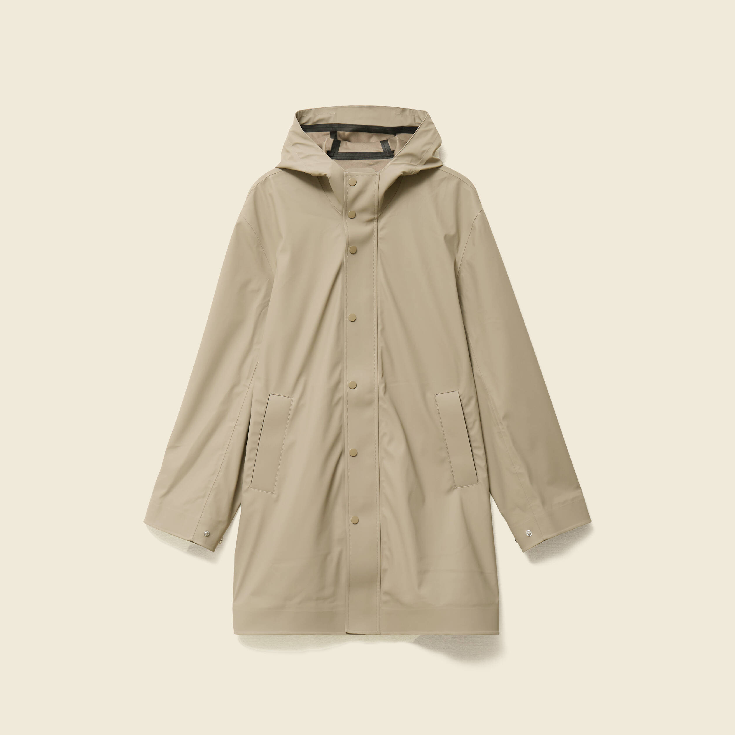 Parka longue droite &agrave; capuche taupe homme