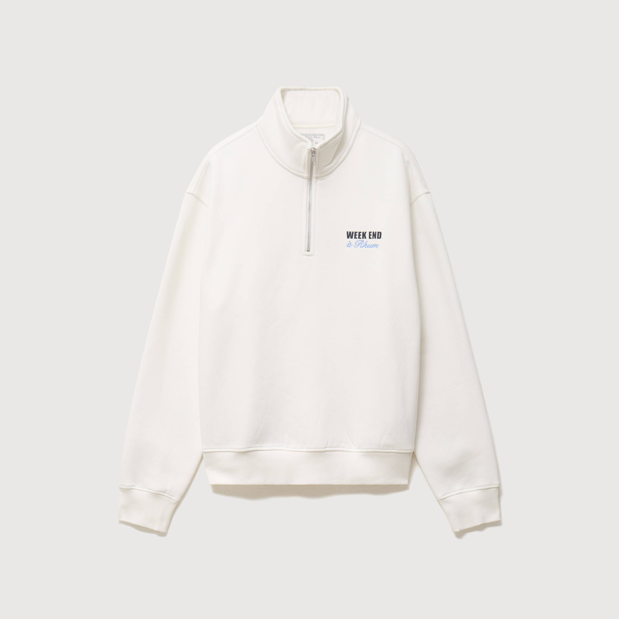Sweat ample col montant manches longues ecru homme