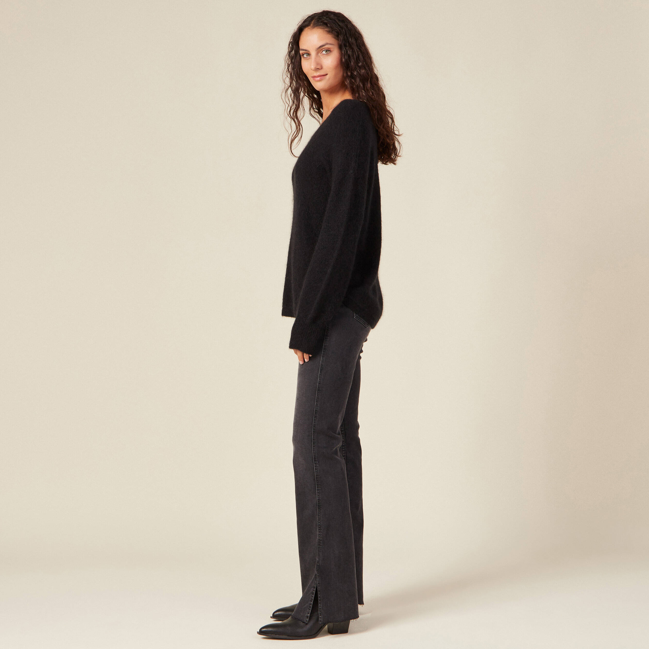 Pull éco-responsable noir femme