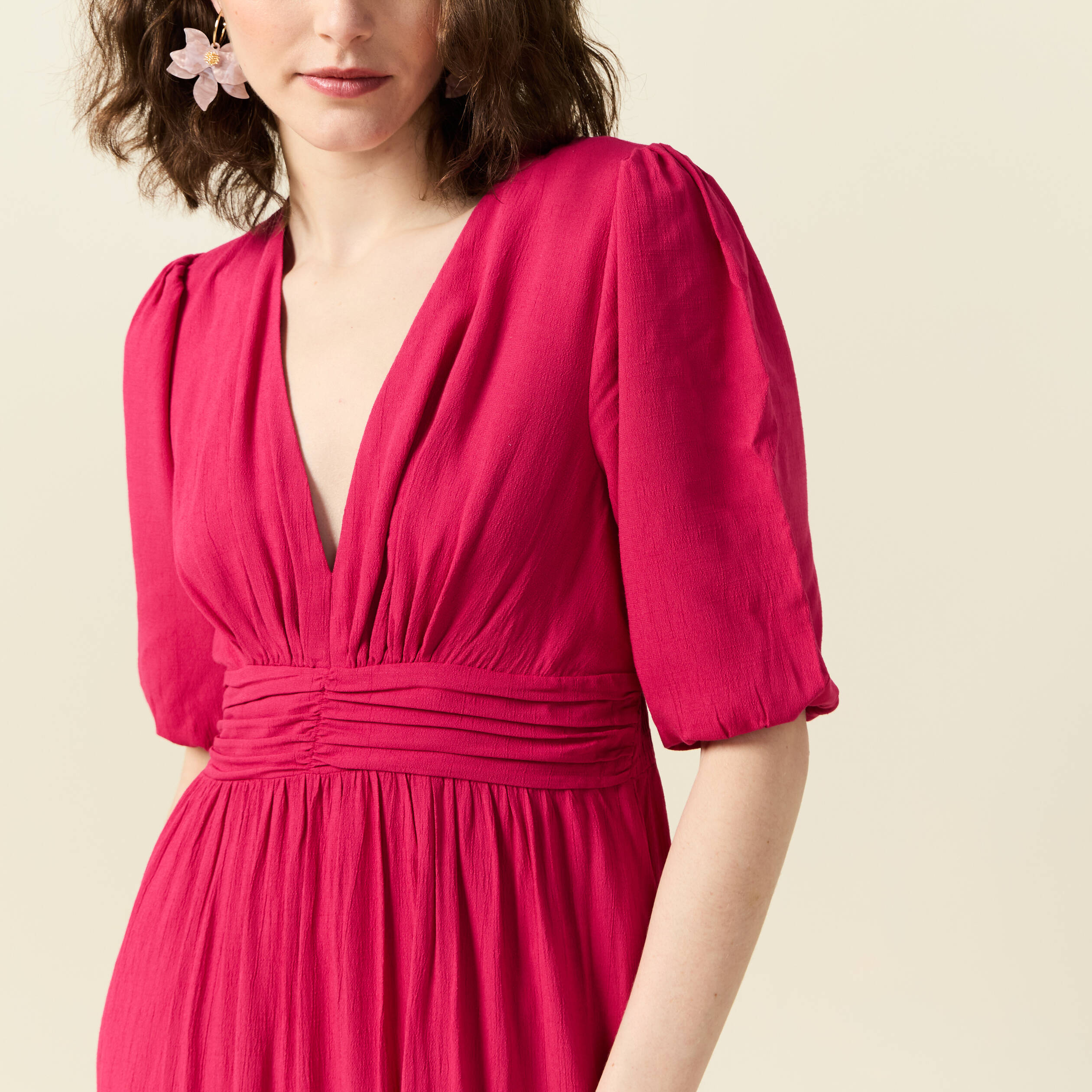 robe longue evasee rose framboise femme Robe longue évasée rose framboise femme