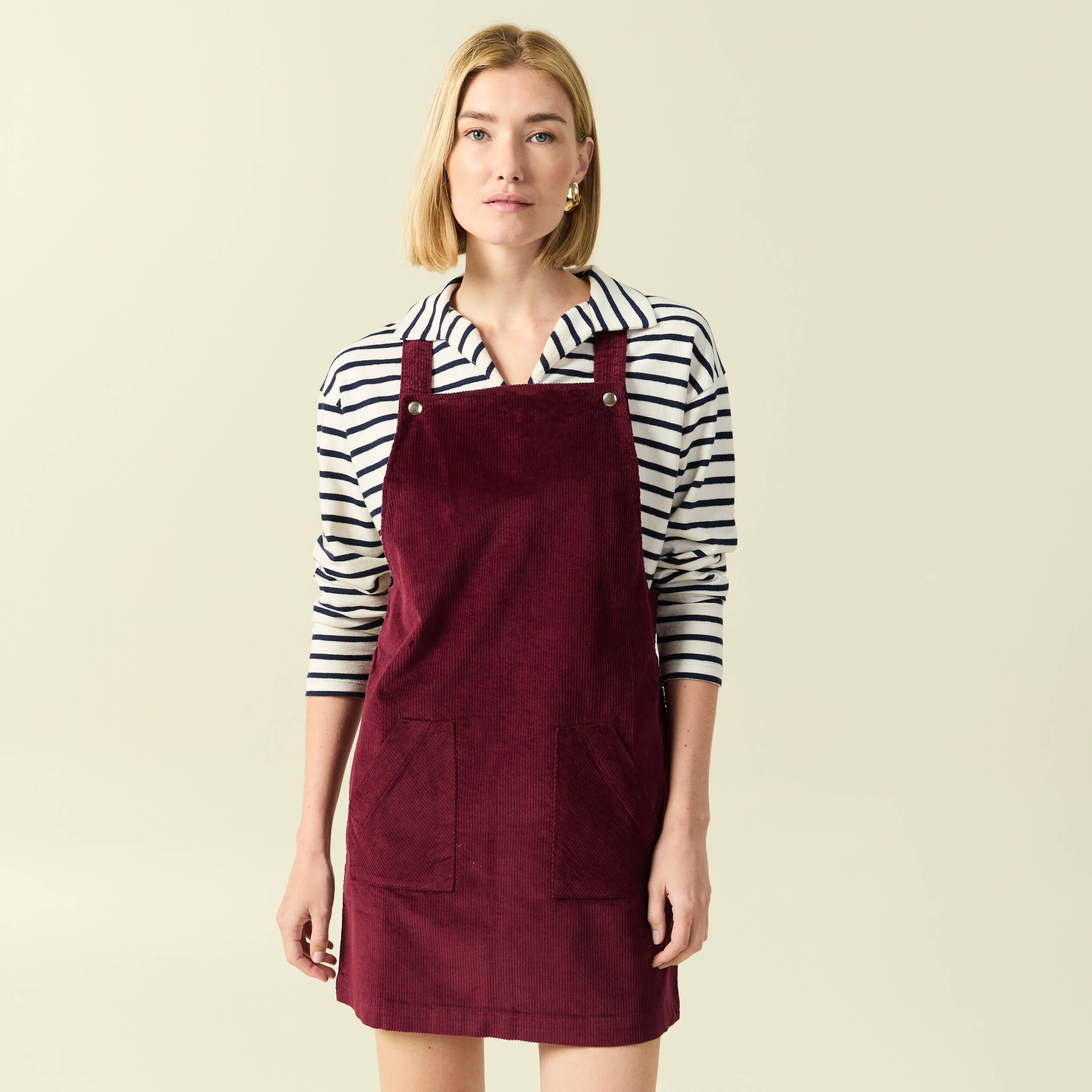 Robe sans manches en velours bordeaux femme