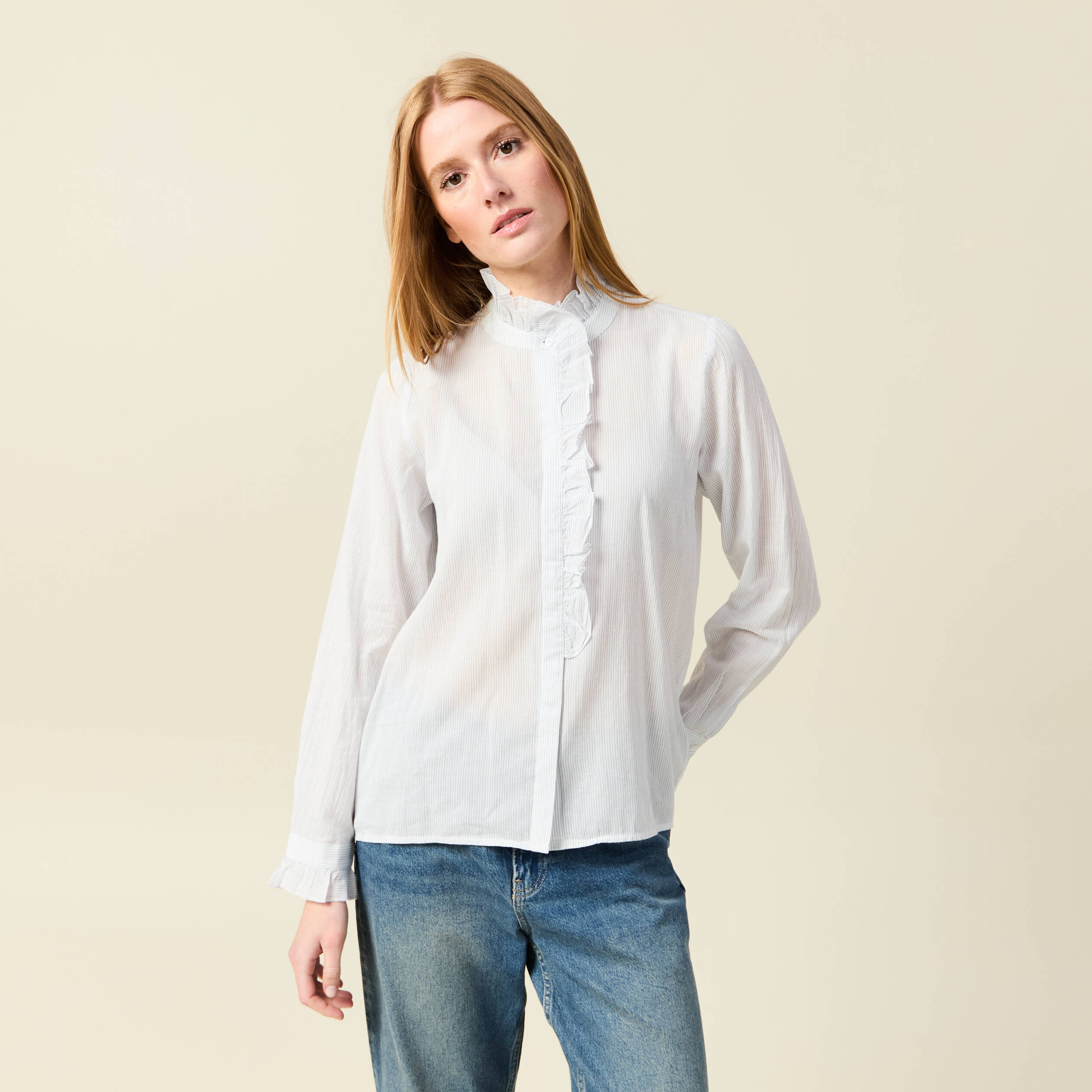 chemise manches longues en coton blanc femme Chemise manches longues en coton blanc femme