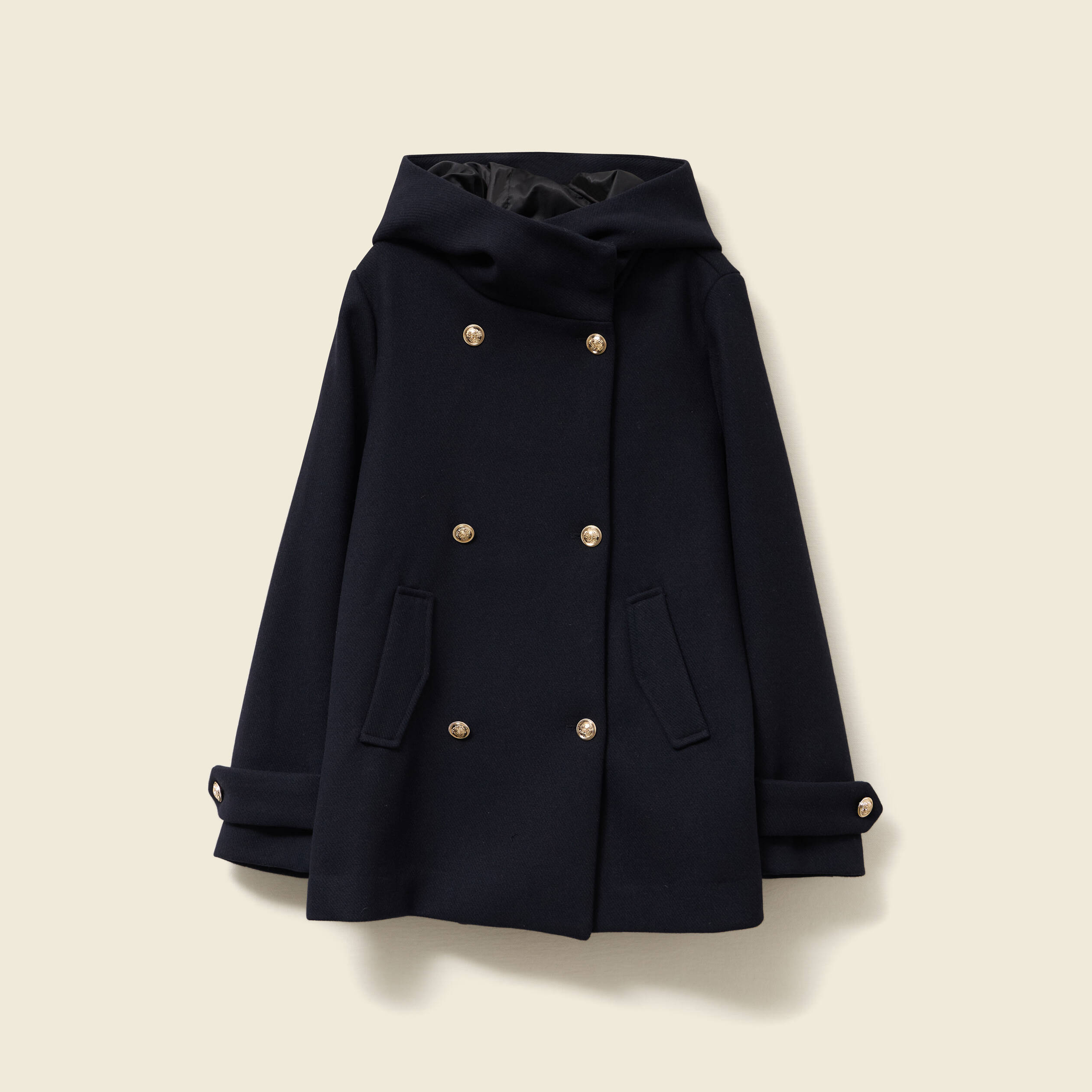 Caban oversize court à capuche bleu foncé femme Bonobo