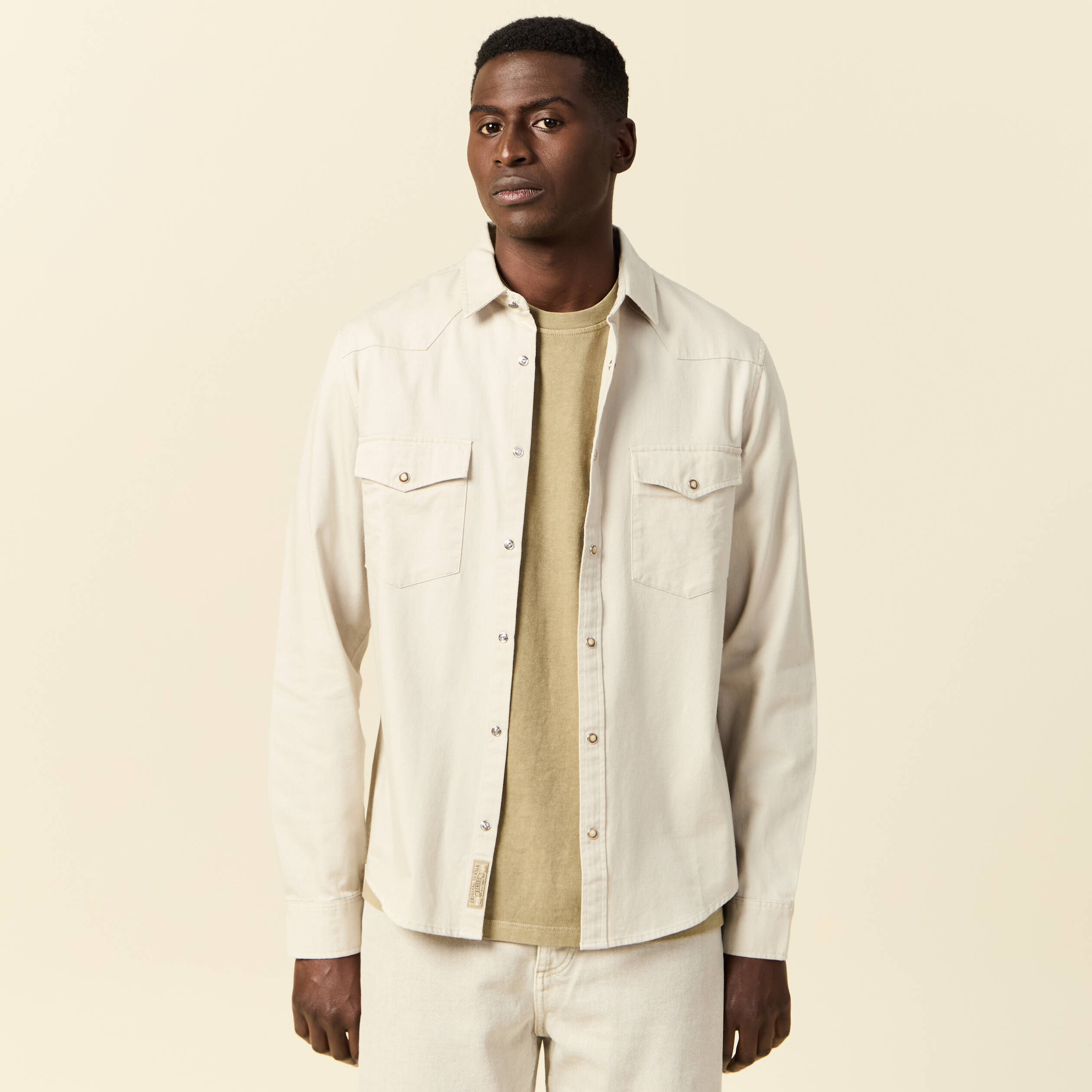 chemise manches longues beige homme Chemise manches longues beige homme