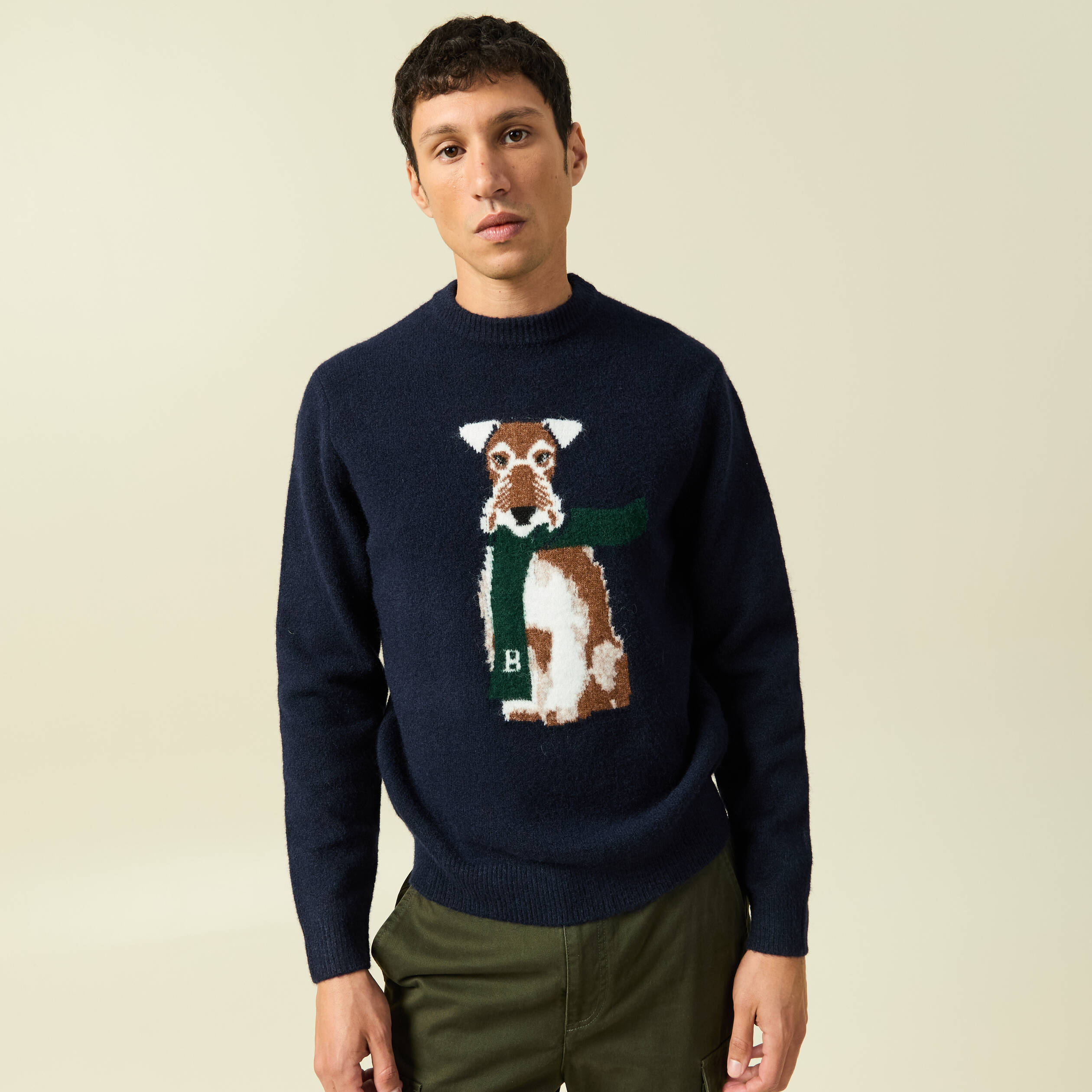Pull Homme Fat Face Bleu Marine – Taille L – Coton – Col Rond