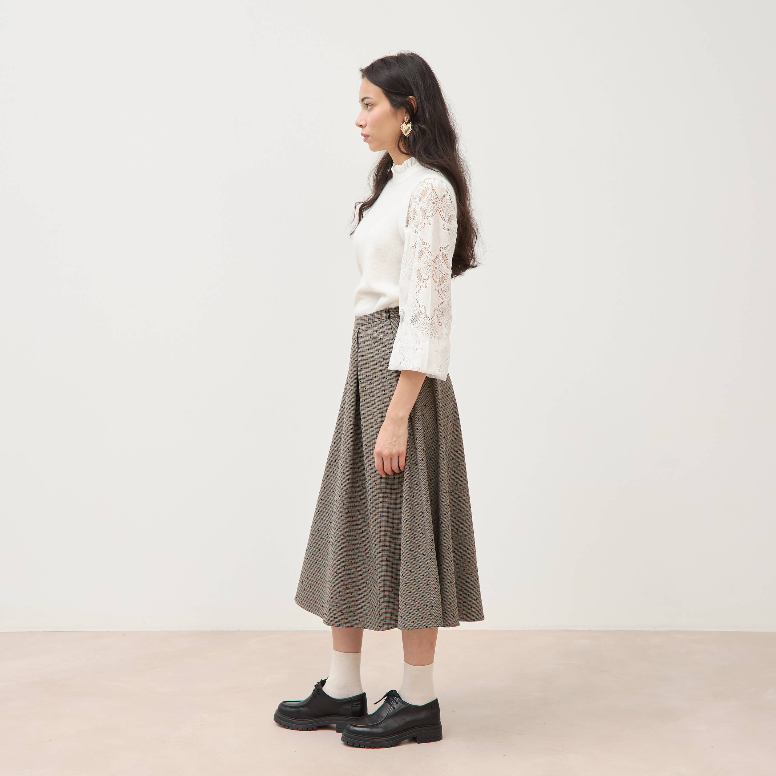 Jupe taille haute gris femme