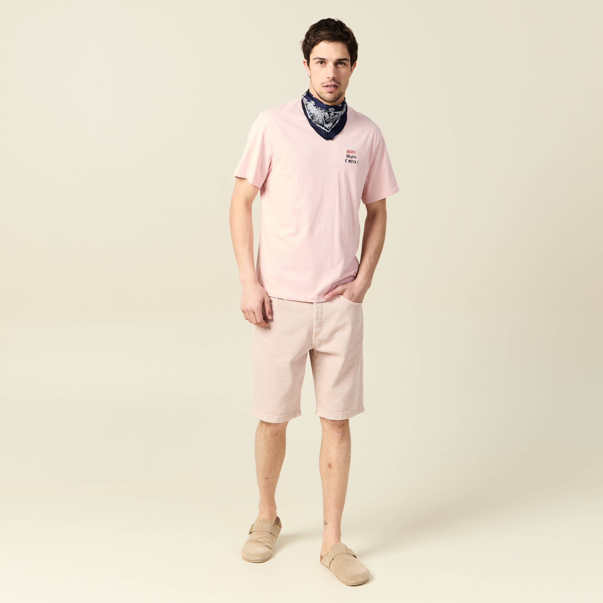 T-shirt manches courtes rose clair homme