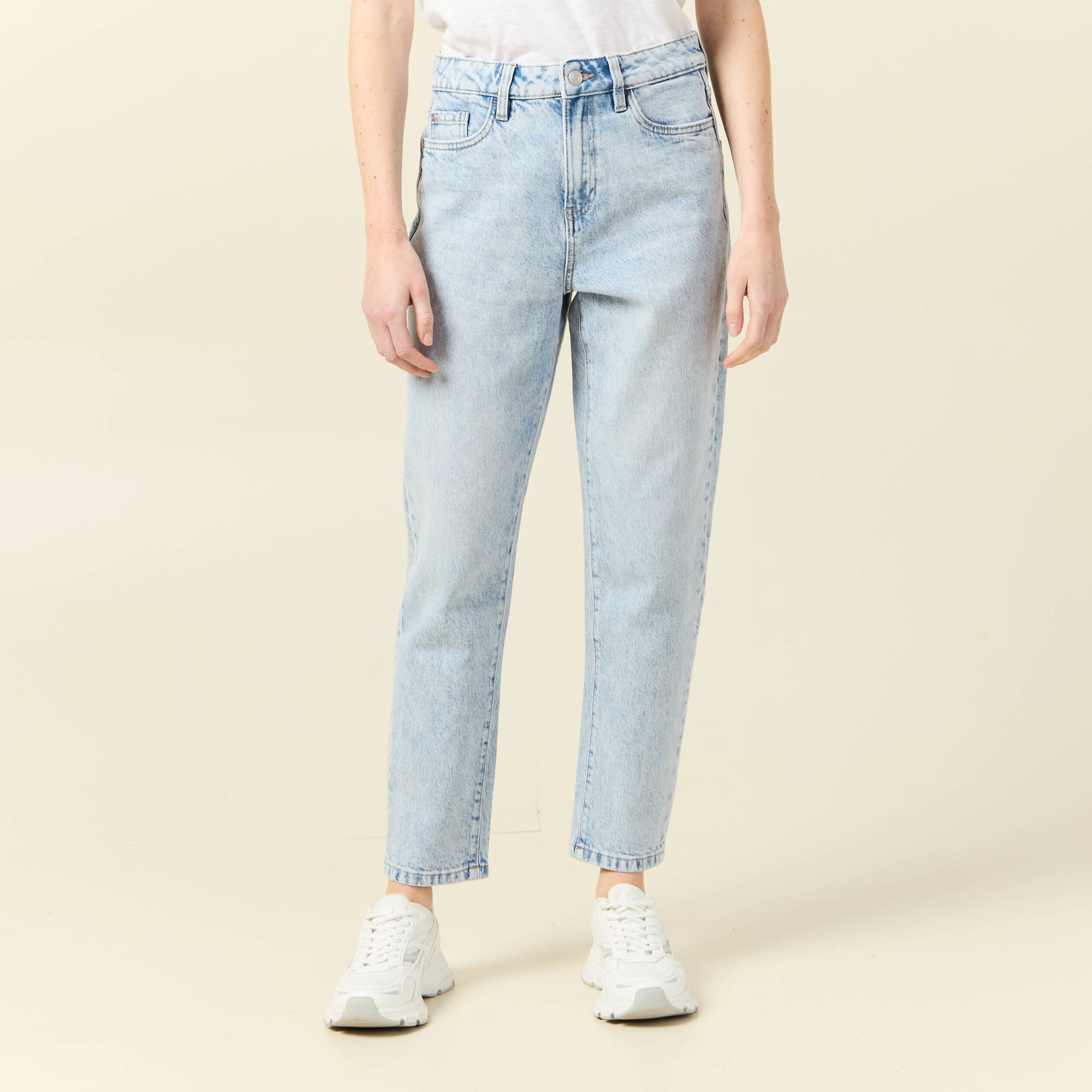 jeans mom 78eme denim snow bleu femme Jeans mom 7/8ème denim snow bleu femme