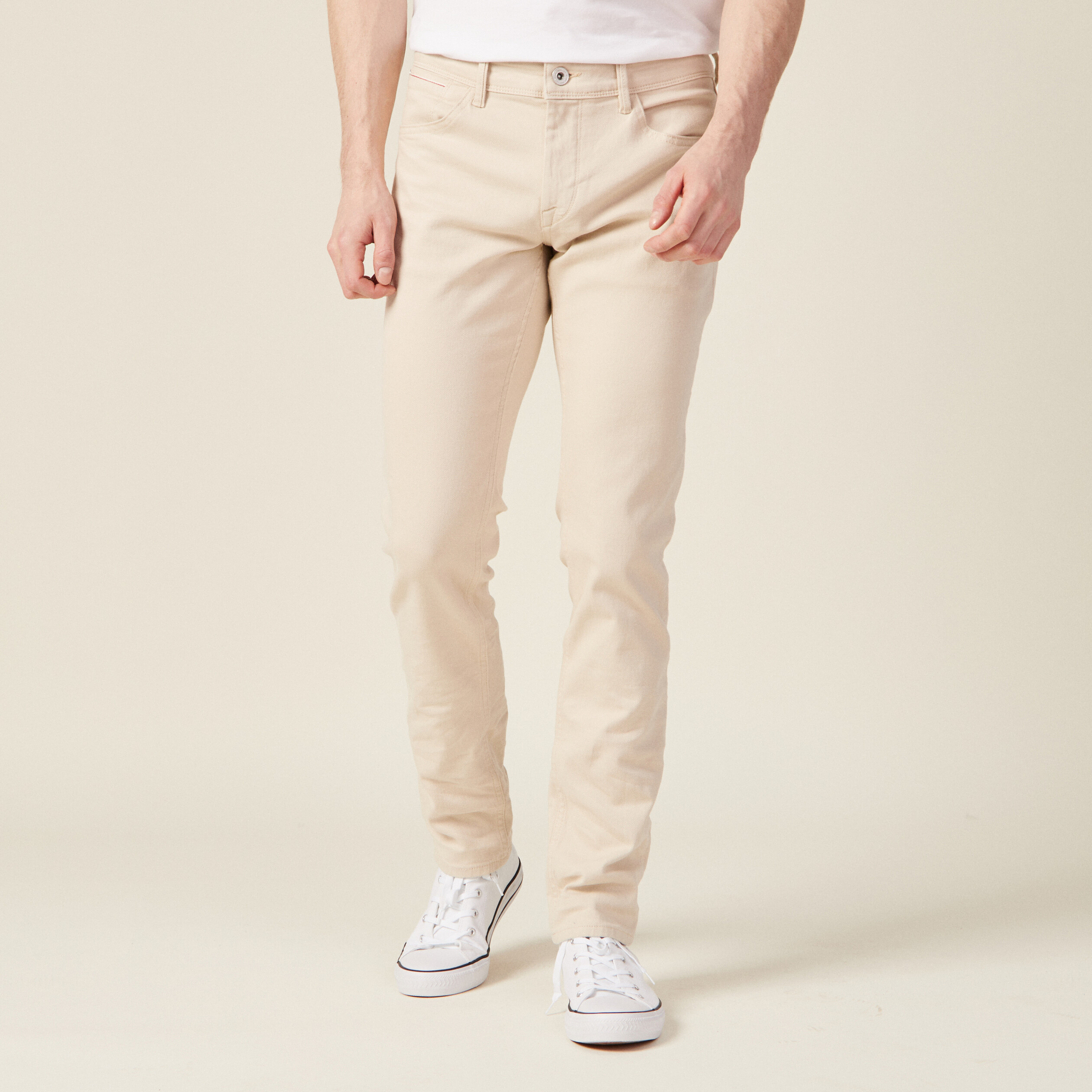 Jeans slim beige homme