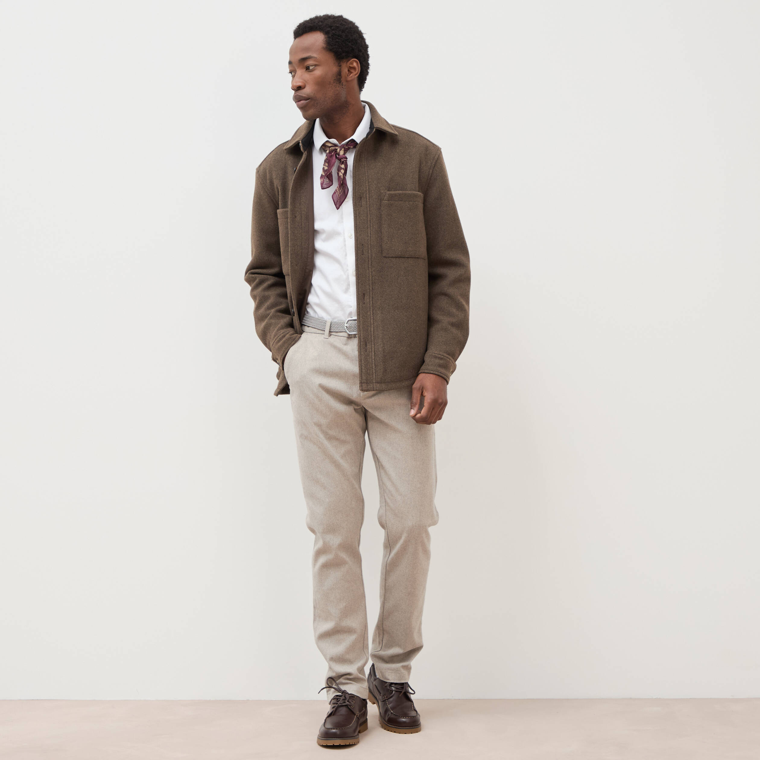 Pantalon chino avec ceinture beige homme
