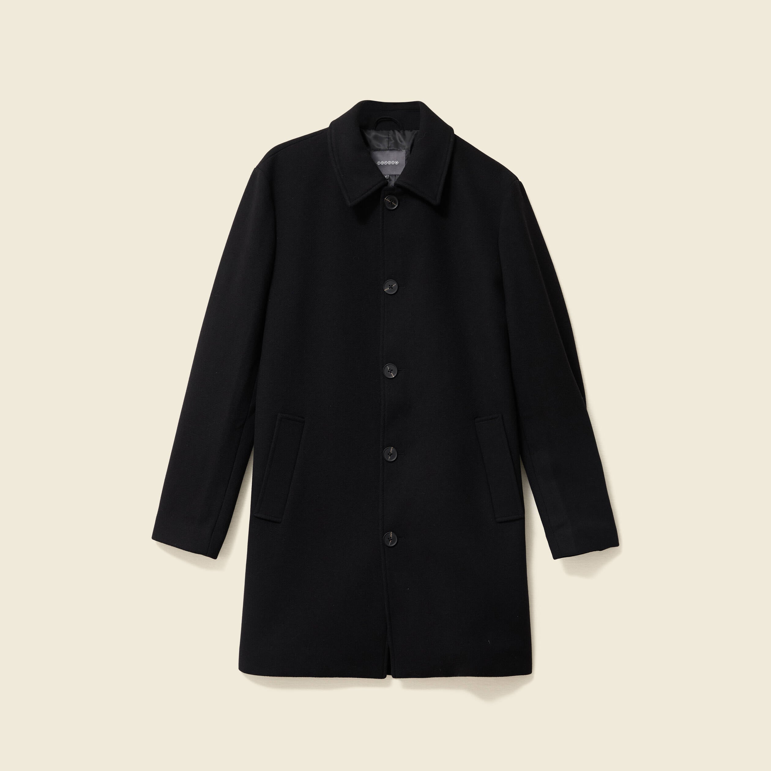Manteau droit long manches longues noir homme