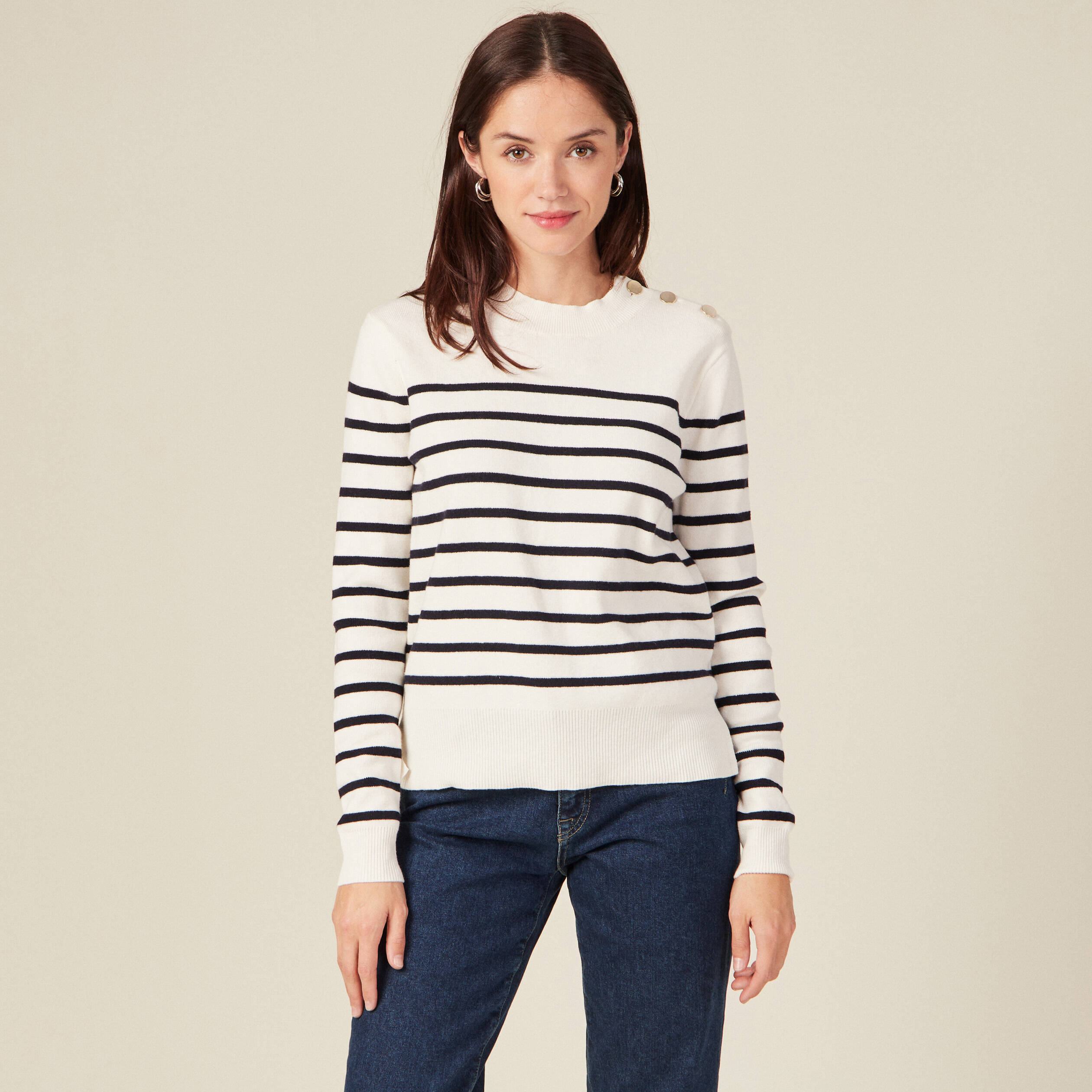 Pull éco-responsable ecru femme