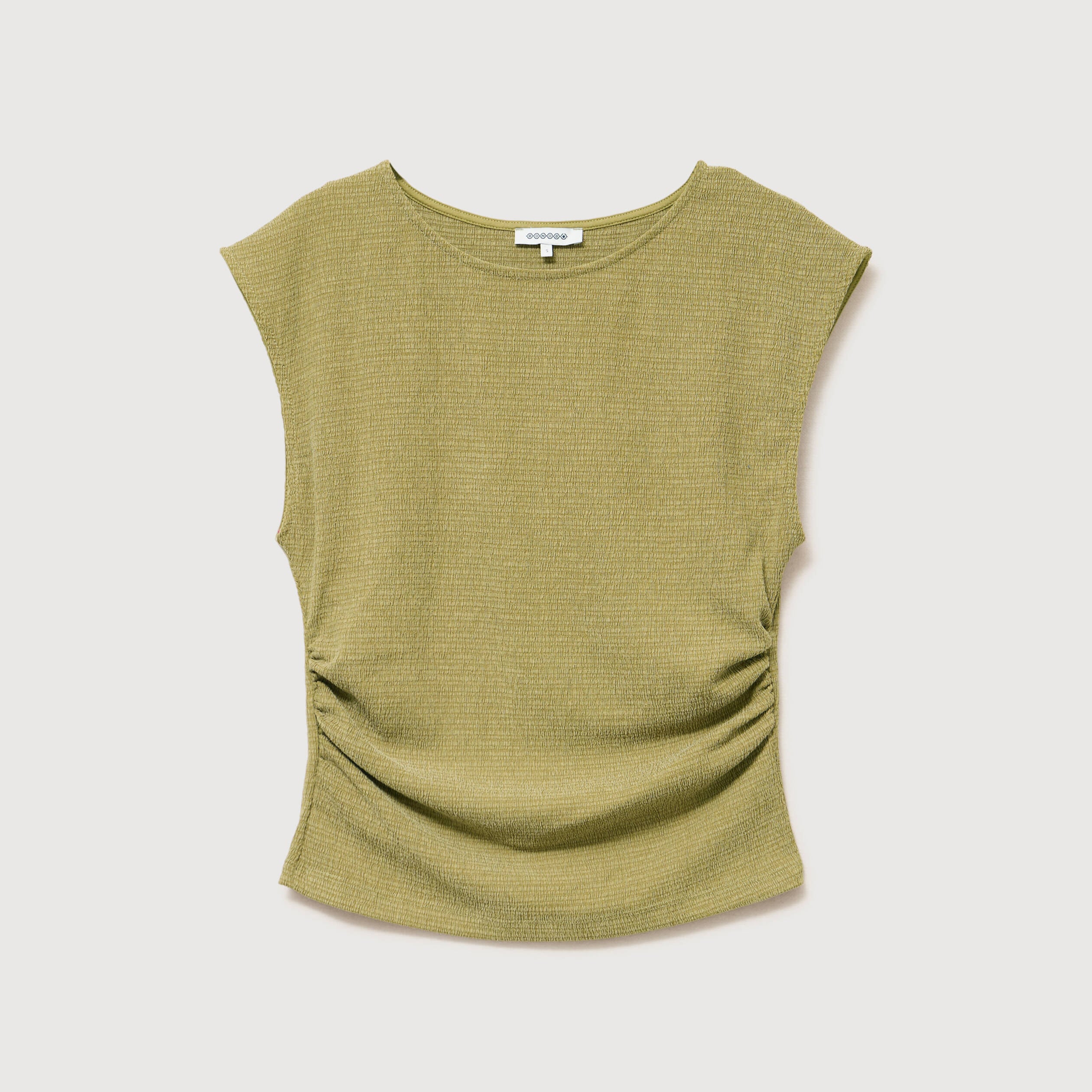 T-shirt ajust&eacute; sans manches vert kaki femme