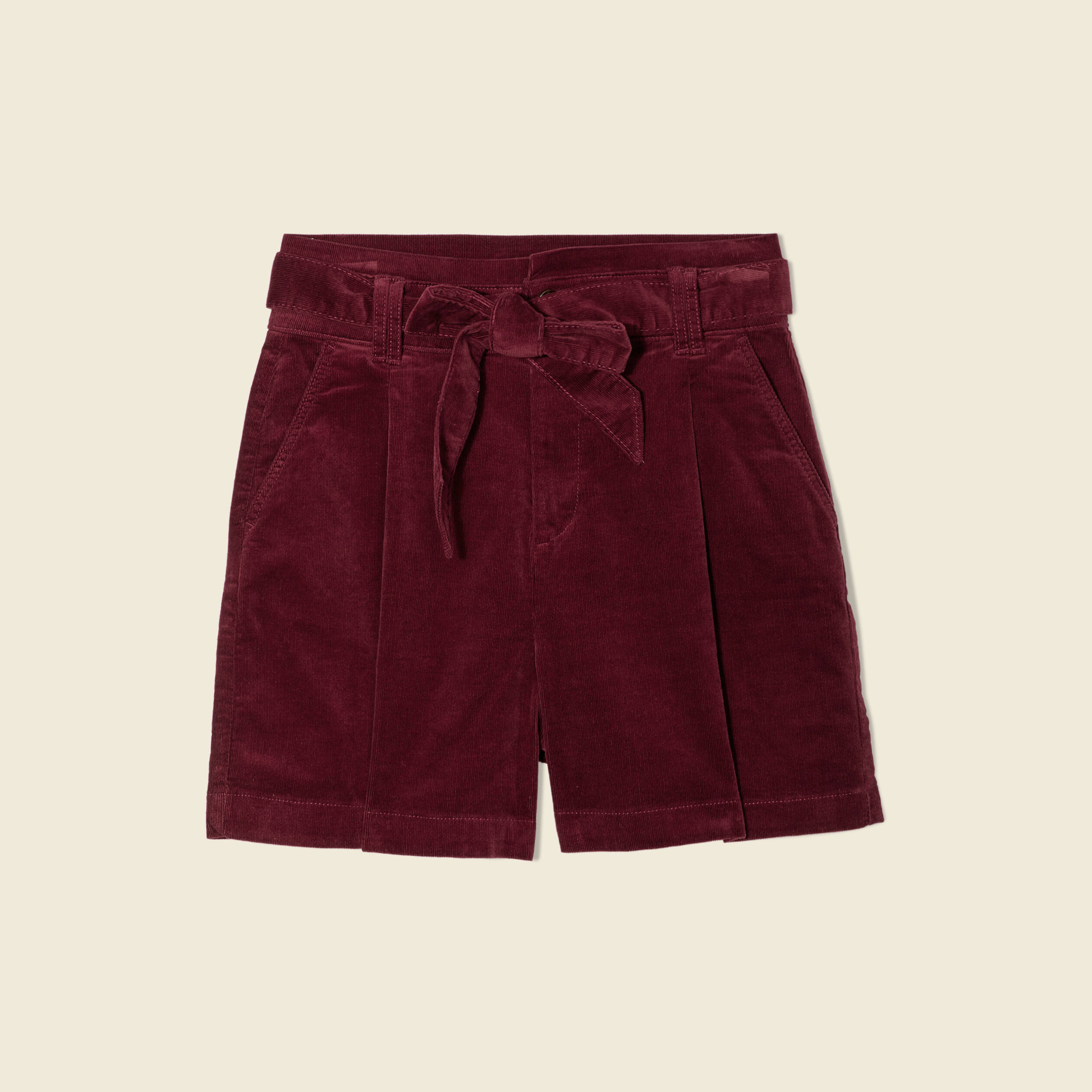 Short paperbag velours prune femme
