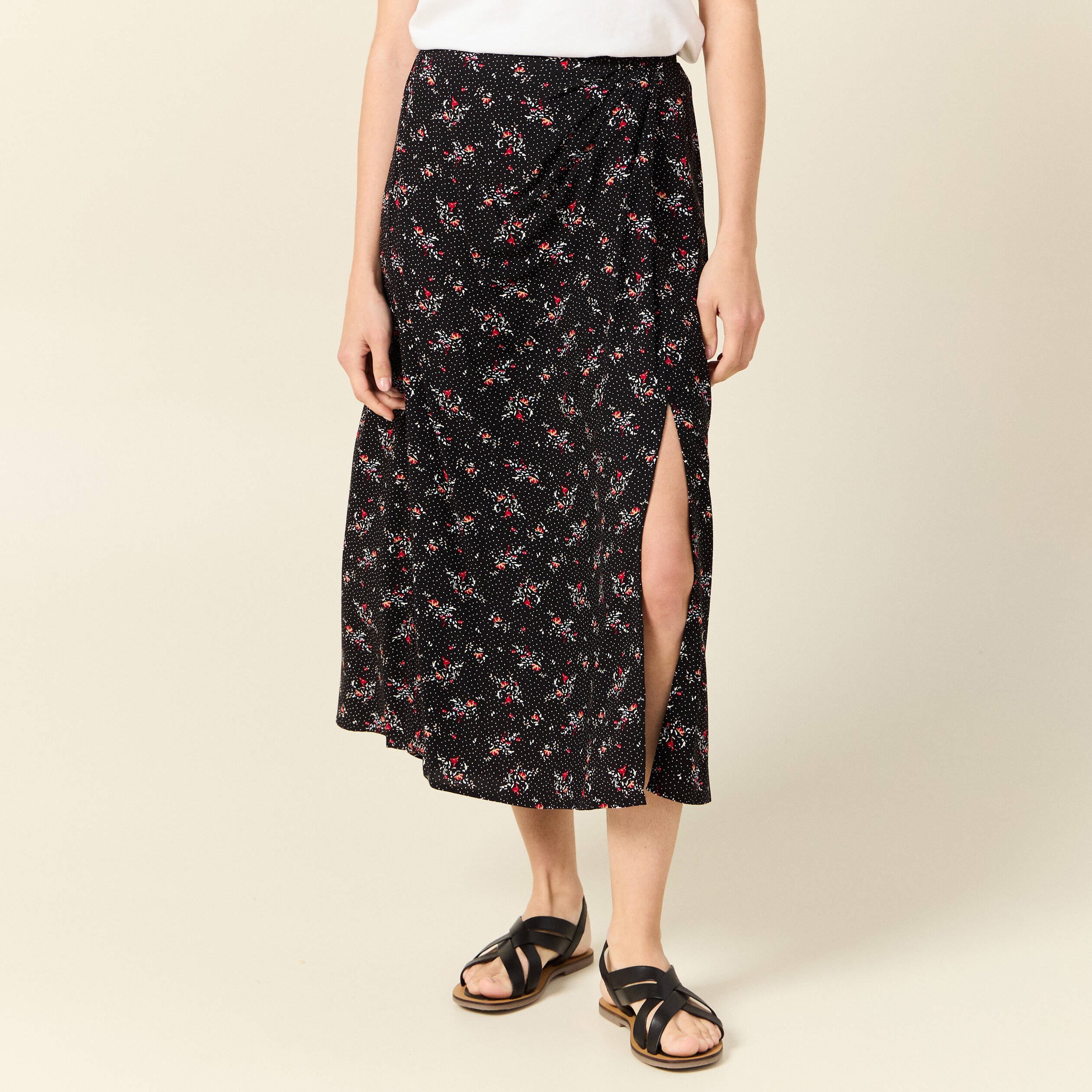 jupe longue evasee noir femme Jupe longue évasée noir femme