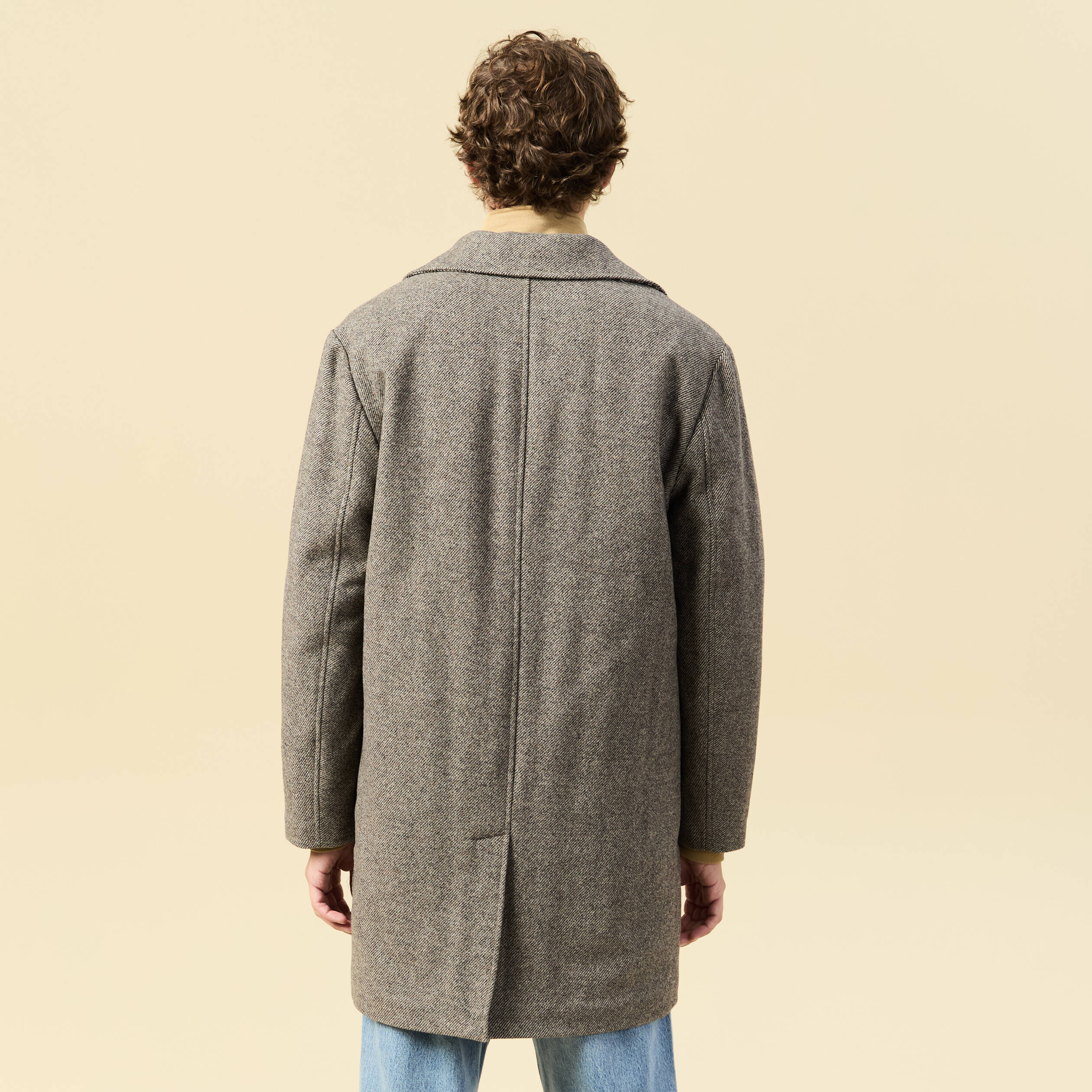 Manteau droit long col classique beige homme
