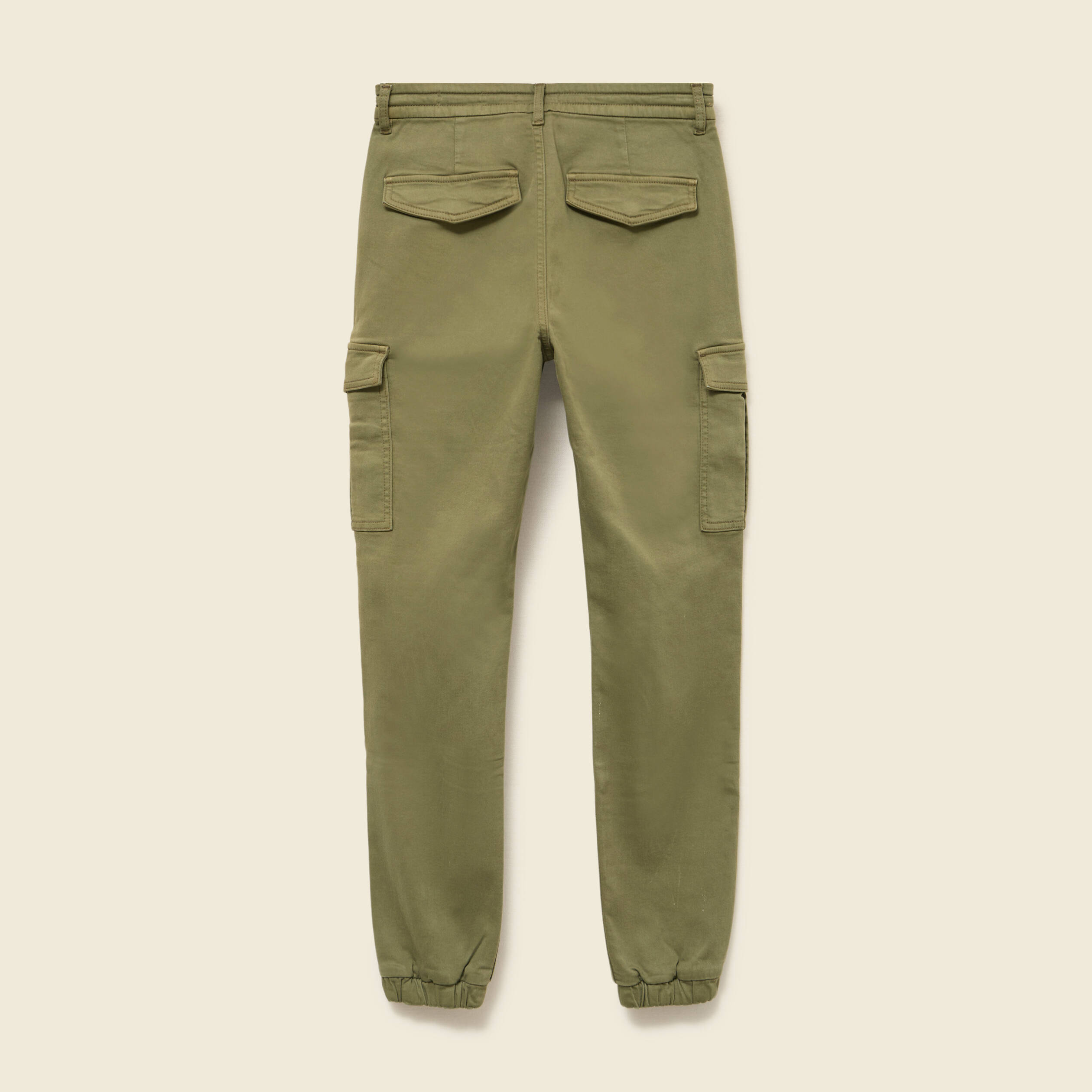 Pantalon cargo battle 7/8&egrave;me en maille vert kaki femme