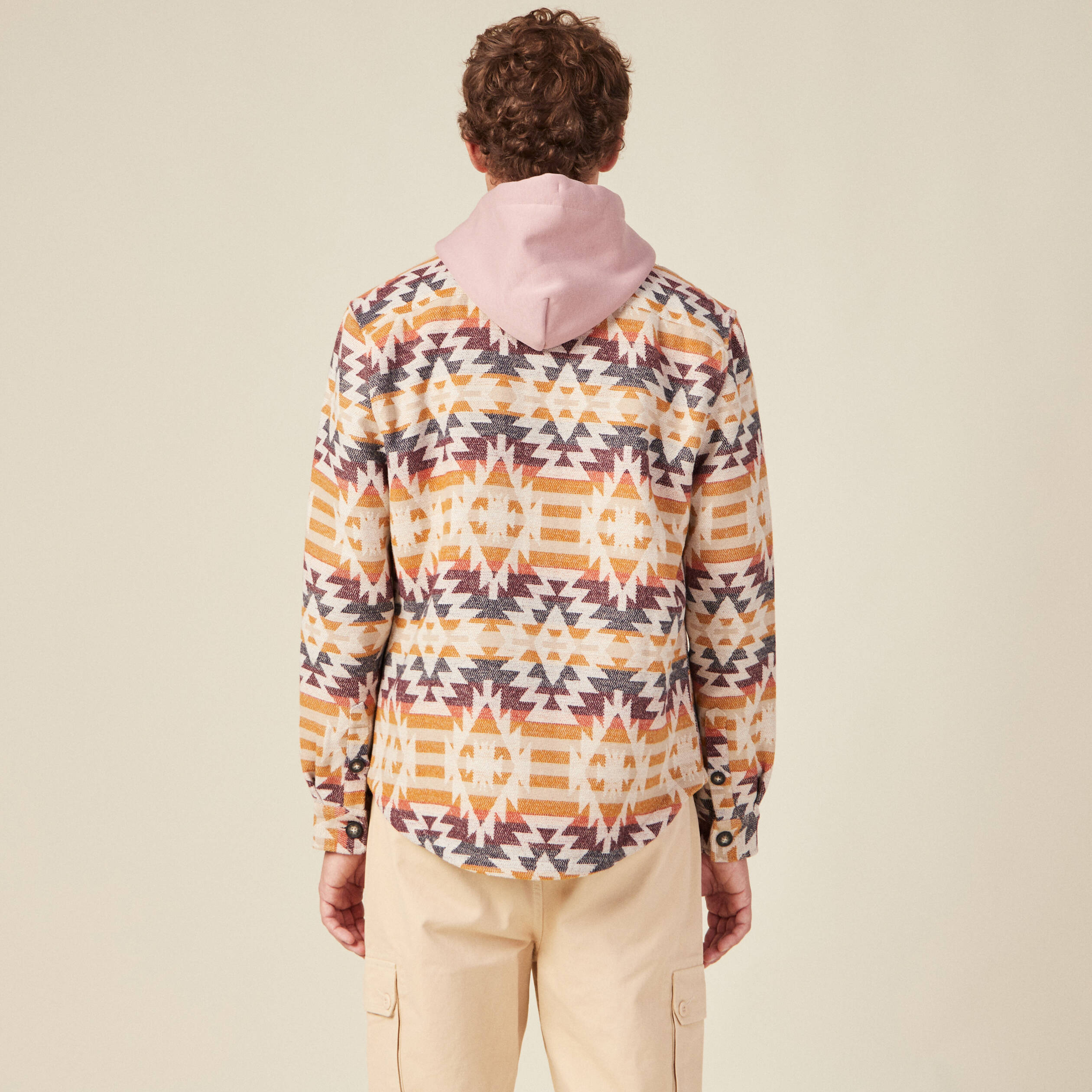 Surchemise manches longues beige homme