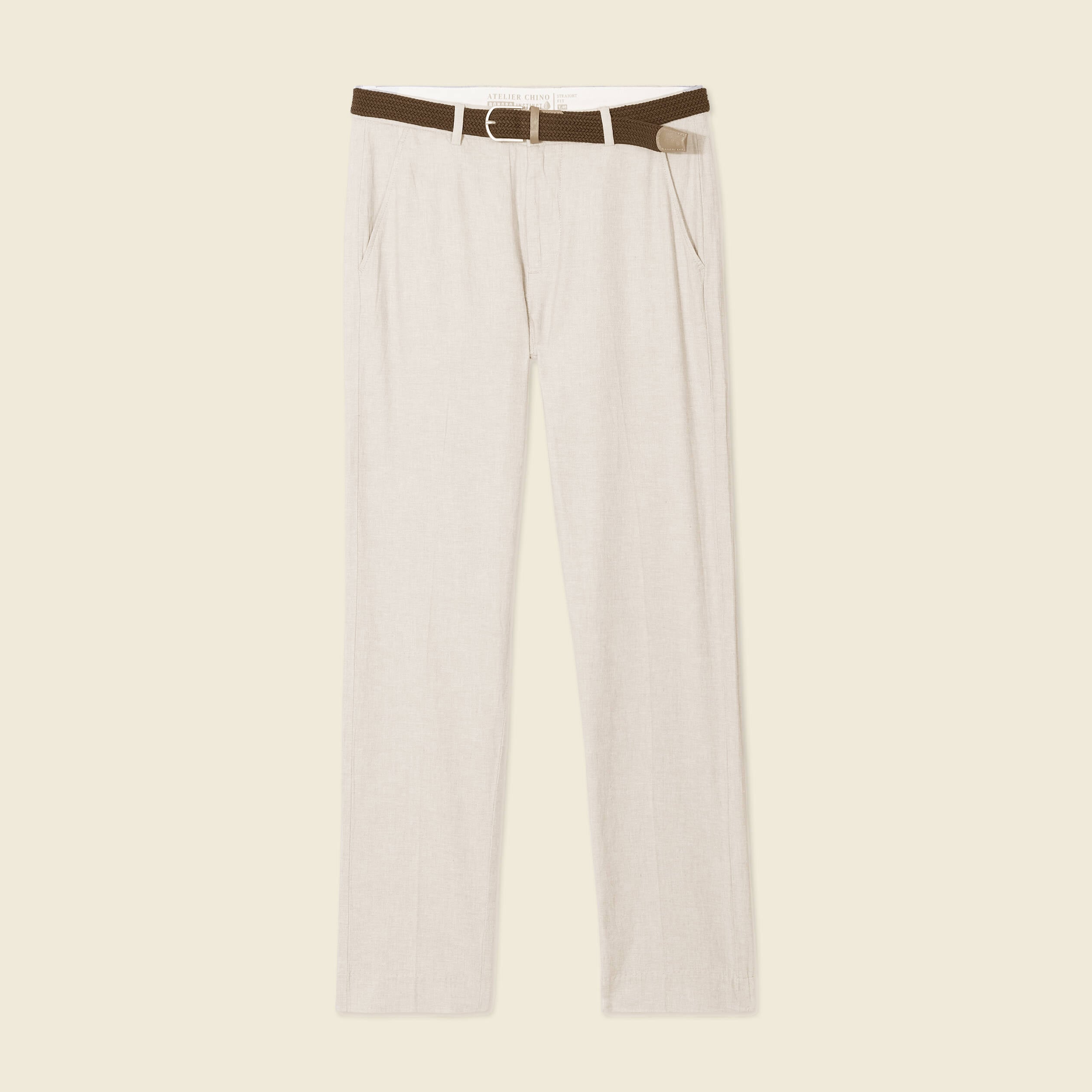 Pantalon chino longueur 32 avec ceinture gris fonc&eacute; homme