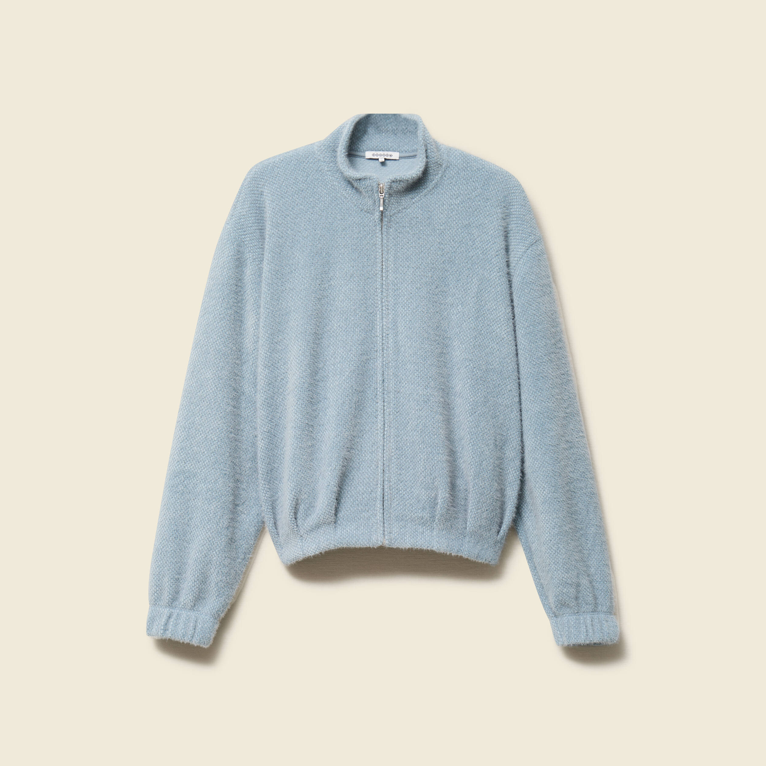 Gilet zipp&eacute; manches longues gris femme