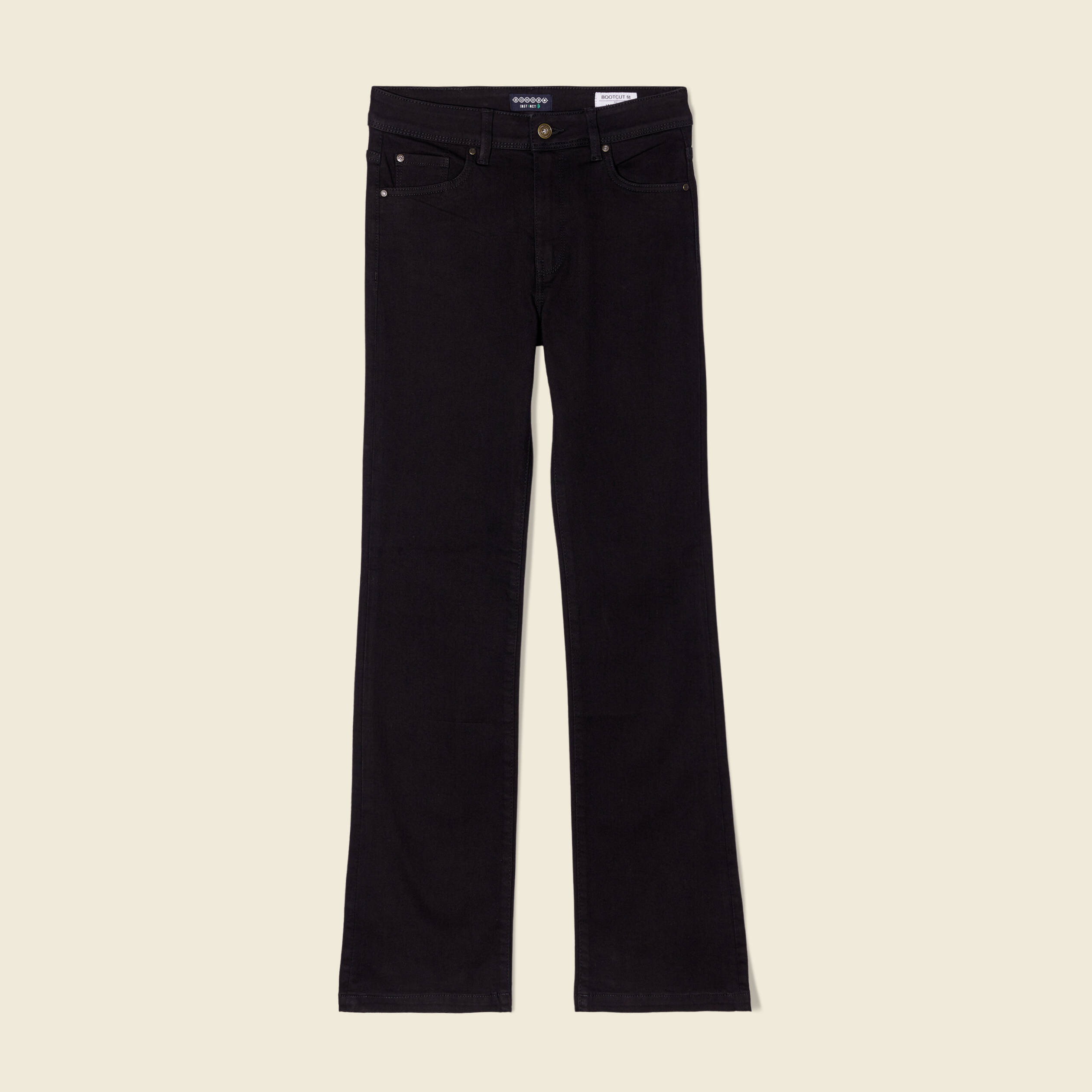 Jeans bootcut taille haute denim noir femme
